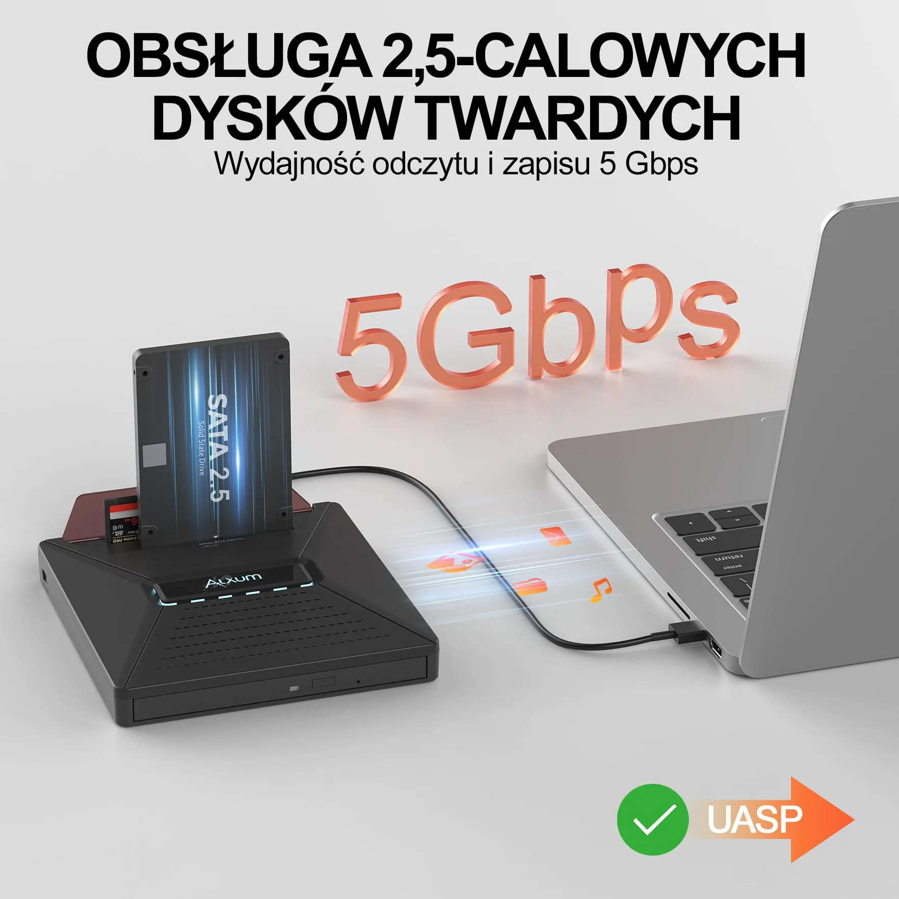 Alxum Zewnętrzny napęd DVD CD do laptopa, napęd CD zewnętrzny USB z interfejsem SATA, nagrywarka DVD zewnętrzna z czytnikiem kart SD/TF i portami USB, do laptopa, komputera, Windows, Linux, Mac OS