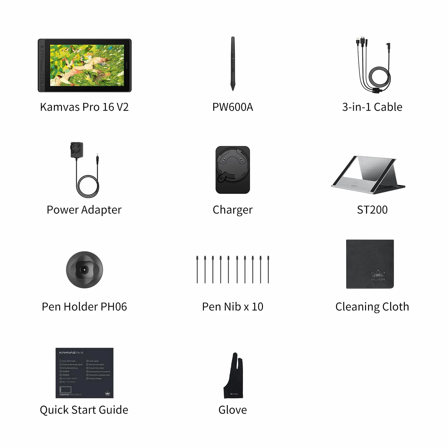 HUION Kamvas Pro 16 V2 tablet do rysowania z ekranem, 16K poziomów, PenTech 4.0, bez baterii, 15,6-calowy, w pełni laminowany, inteligentny pasek dotykowy i 6 klawiszy, artystyczny tablet