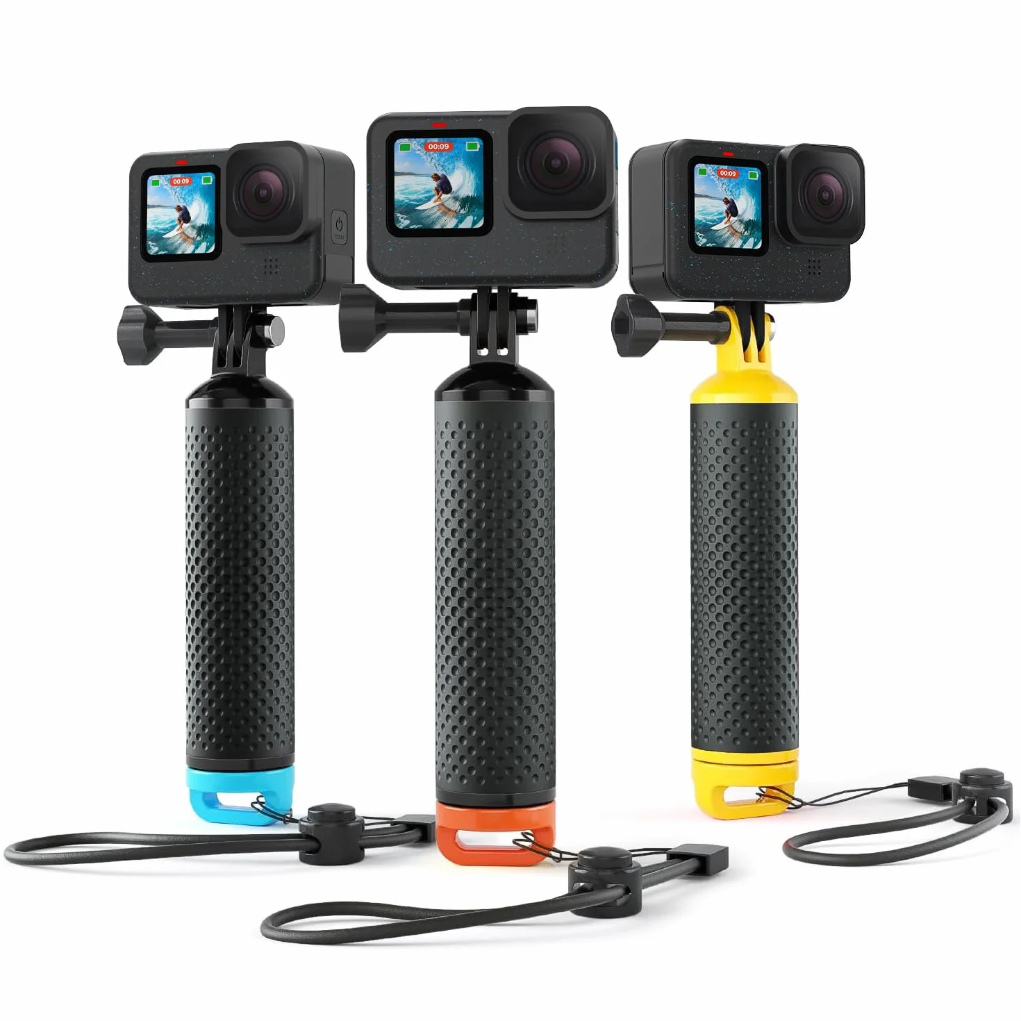 Pływający Uchwyt Wodoszczelny Kijek Monopod Akcesoria Kompatybilna z GoPro Hero 13, 12, 11, 10, 9, 8, 7, 6, 5, 4, Session, 3+, 3, Hero(2018), Max, DJI Osmo Kamery Sportowe (Pomarańczowy)