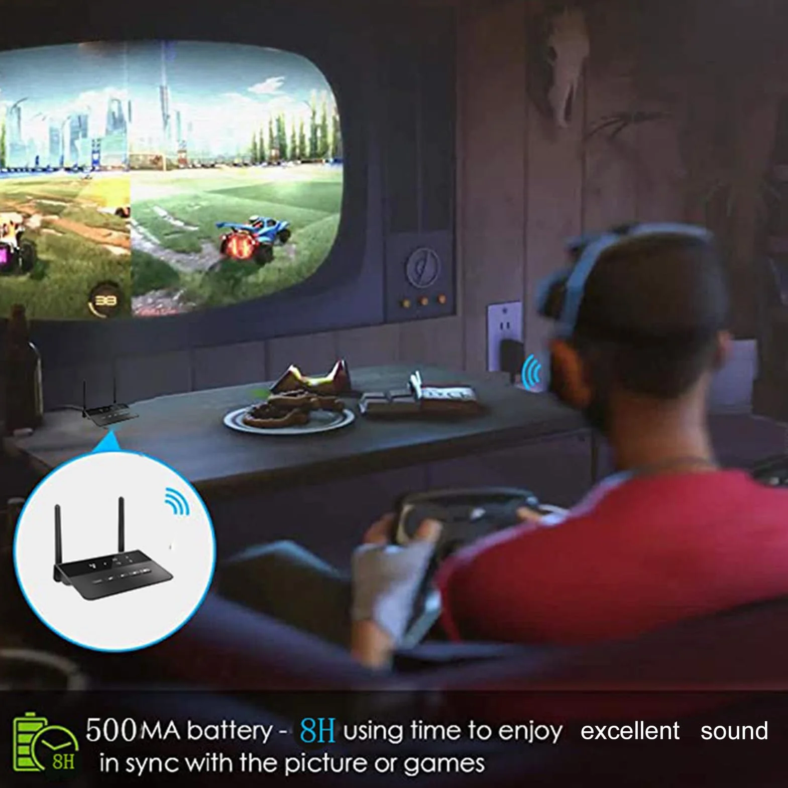 Odbiornik Nadajnika Bluetooth 5.2, Adapter Audio Bluetooth 2 w 1 AptX o Niskim Opóźnieniu HD, Port AUX 3,5 Mm, do Telewizora Domowe Słuchawki Stereo BT