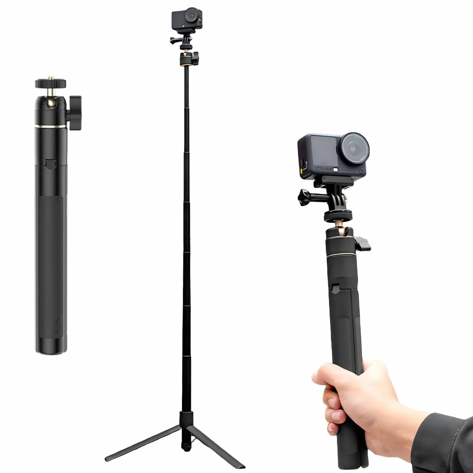 Statyw i kij do selfie 120 cm do DJI Osmo Action 6, rozszerzalny statyw do selfie, kompatybilny z akcesoriami DJI Osmo Action 6, wielofunkcyjny drążek przedłużający ze stopu aluminium, 120 cm