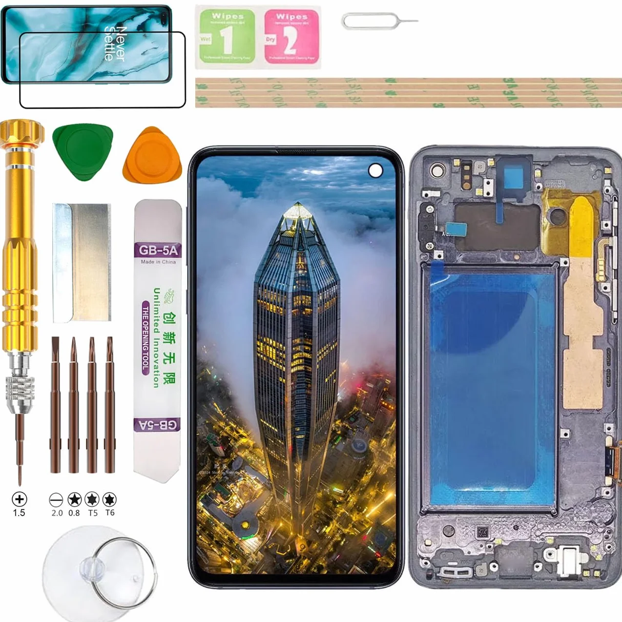 Zespół wyświetlacza LCD do Samsung Galaxy S10e SM-G973F/DS, G970U, G970U1, G970F, G970W, G9700, G970N, G970X zestaw do wymiany ekranu (czarny)