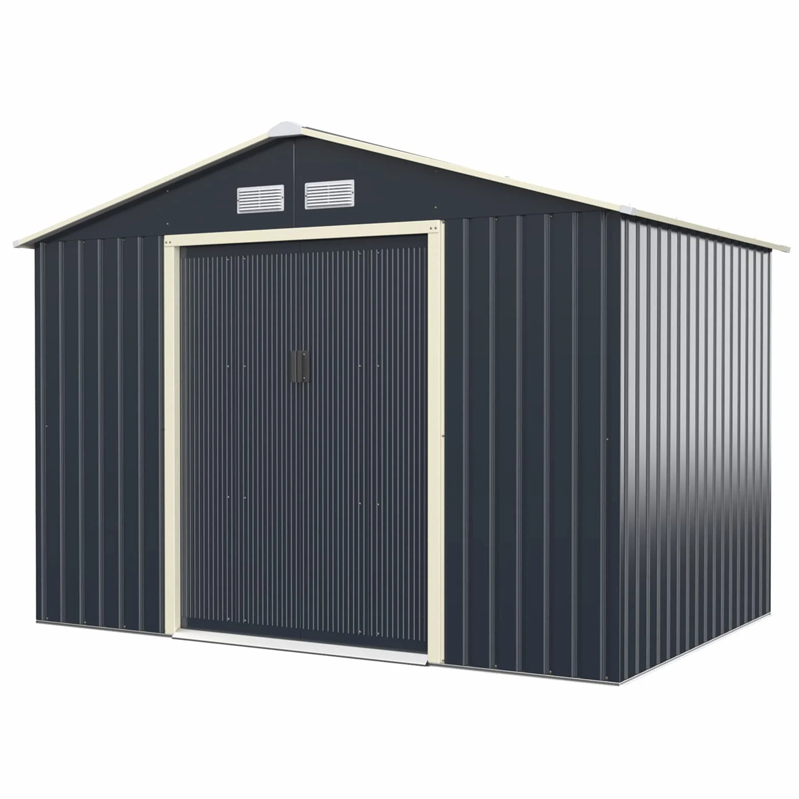 GOPLUS metalowy domek na narzędzia 7,06 m² 277 x 255 x 202 cm z drzwiami przesuwnymi dachem dwuspadowym