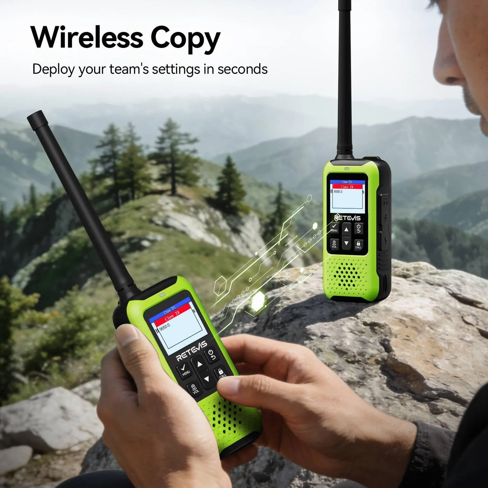 Retevis EZTalk 65 Dwubandowe Radiotelefony, Dwukierunkowa Nawigacja GPS BDS, Programowalne Częstotliwości przez APP, Przenośne Radiotelefony do Awarii, Wspinaczki Górskie (2 Pary)