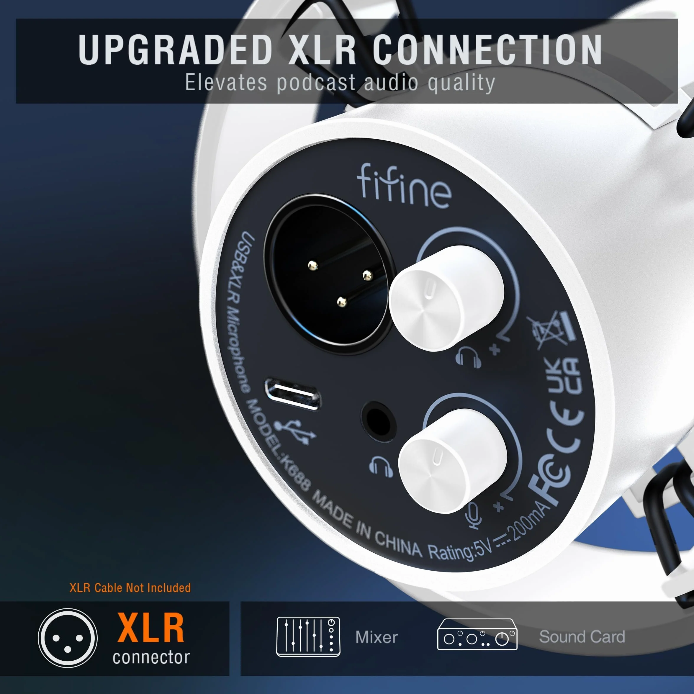 FIFINE USB/XLR Studio Mikrofon dynamiczny do PC, RGB kardioidalny mikrofon do gier, podcastingu, przesyłania strumieniowego, nadawania, nagrywania głosu, do PS4/5 Mac PC mikser kart dźwiękowych -