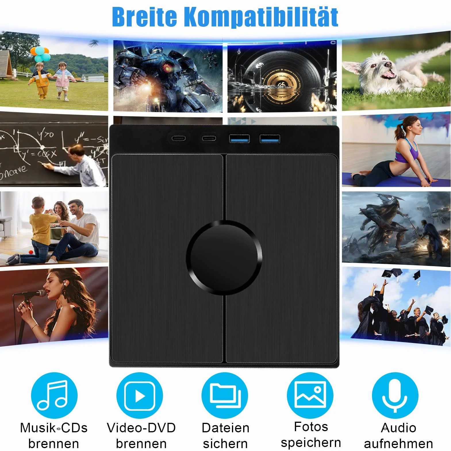 Zewnętrzny napęd DVD USB 3.0 SD/TF do laptopa MacBook Windows Linux