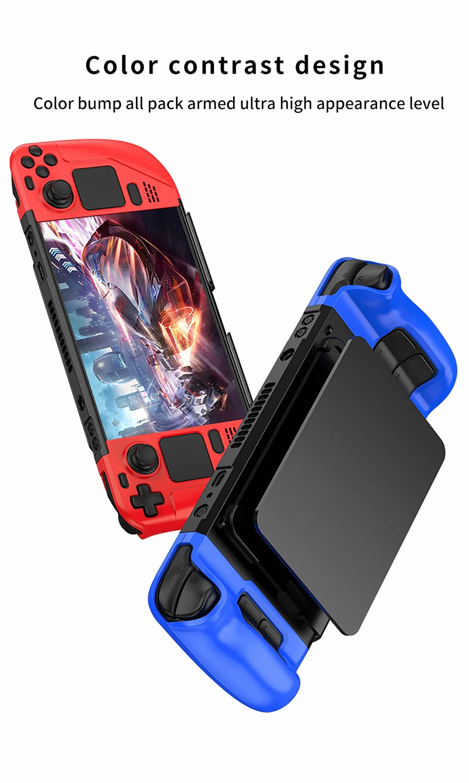 COQUE Etui na ręczną konsolę do gier na Steam Deck, metalowy składany stojak 2 w 1, do gier mobilnych Steam Deck-Red