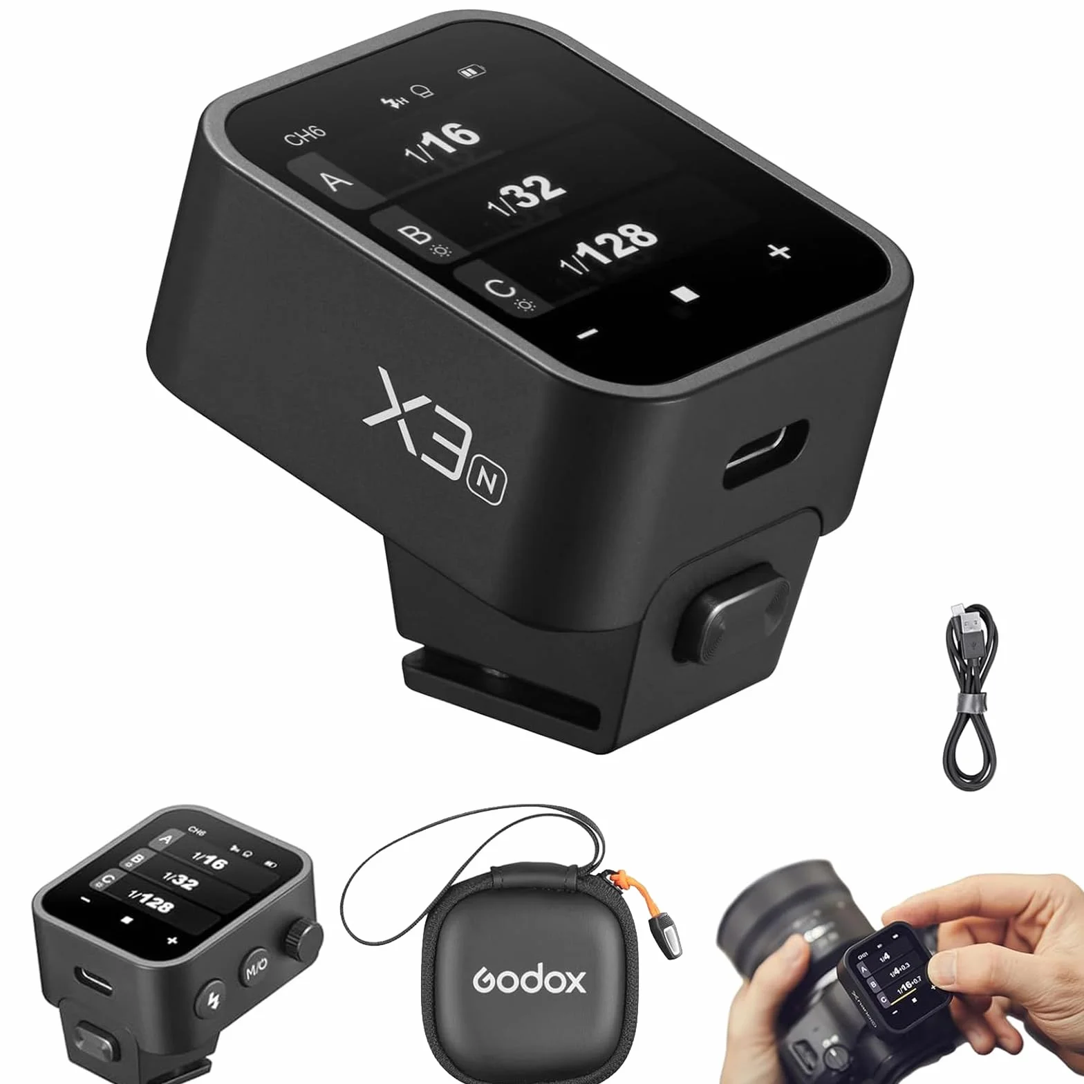 GODOX X3N X3 N X3-N TTL bezprzewodowy wyzwalacz lampy błyskowej, nadajnik lampy błyskowej z ekranem dotykowym do aparatów Nikon, wbudowana bateria (Godox X2T /Xpro/XProII ulepszona wersja)