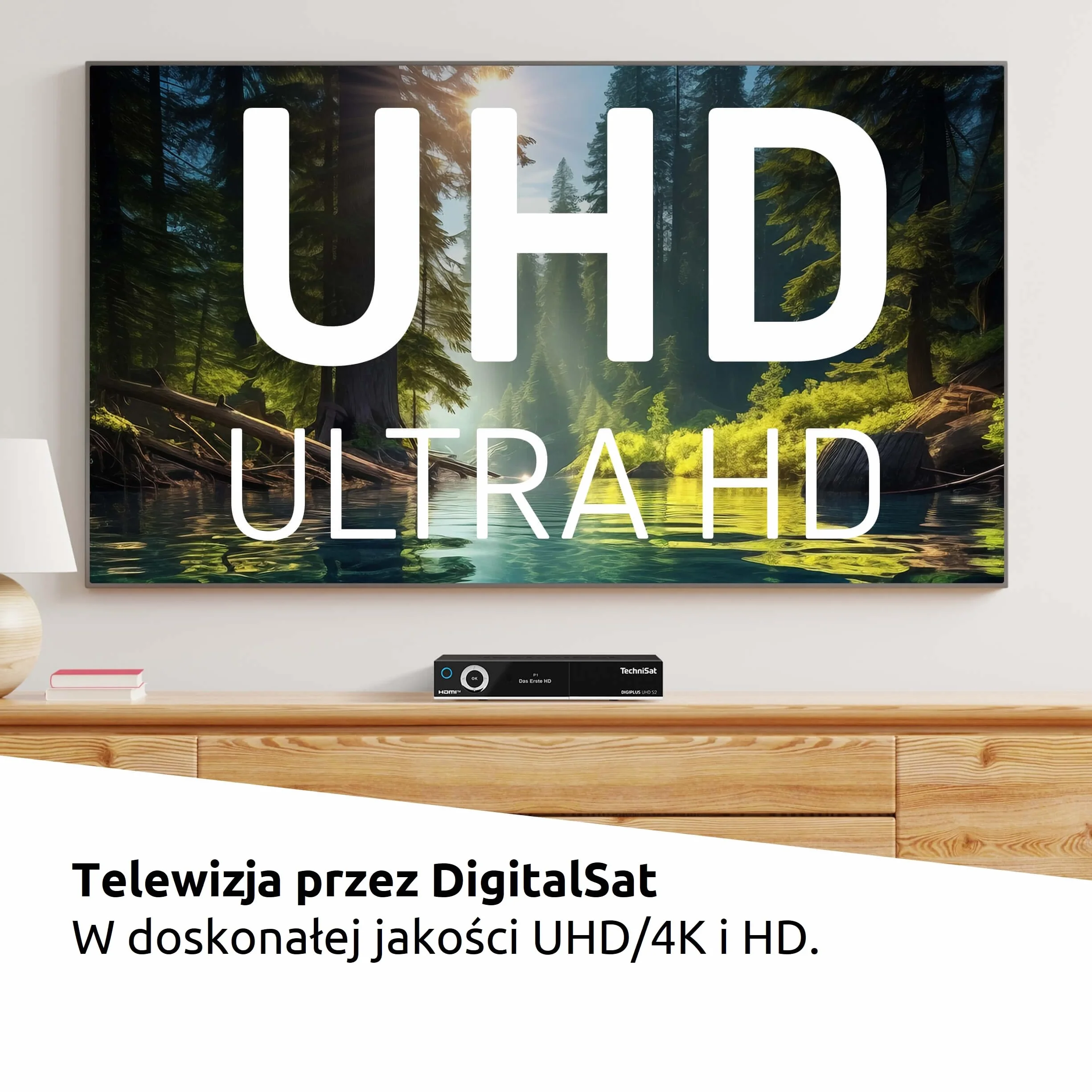 TechniSat DIGIPLUS UHD S2-4K Sat Odbiornik z alfanumerycznym wyświetlaczem i Twin Tunerem (DVB-S/DVB-S2, HEVC, H.265, sterowanie aplikacją, funkcja nagrywania PVR, WLAN, LAN, CI+, USB, OLED) czarny