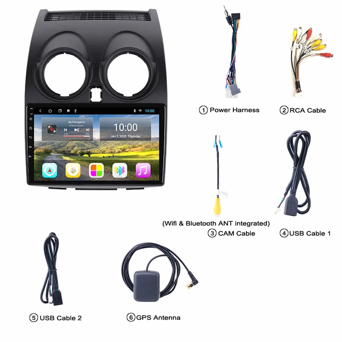 Nawigacja GPS do samochodu, pojemnościowy ekran wielodotykowy 2.5D system nawigacji Android 9 z bezpłatną aktualizacją mapy, dla QASHQAI 2006-2013 nawigacja satelitarna GPS pojazdu