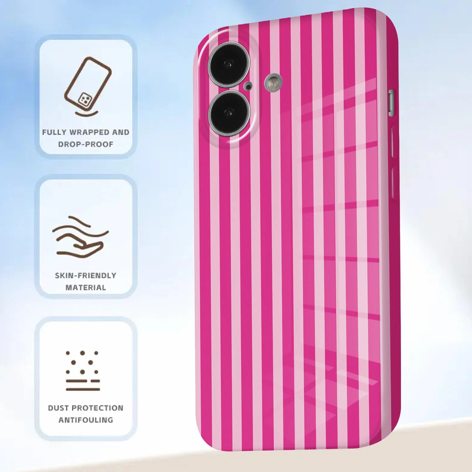 Silikonowy pasek na telefon iPhone 17, etui ze smyczką, regulowany naszyjnik, różowo-purpurowy