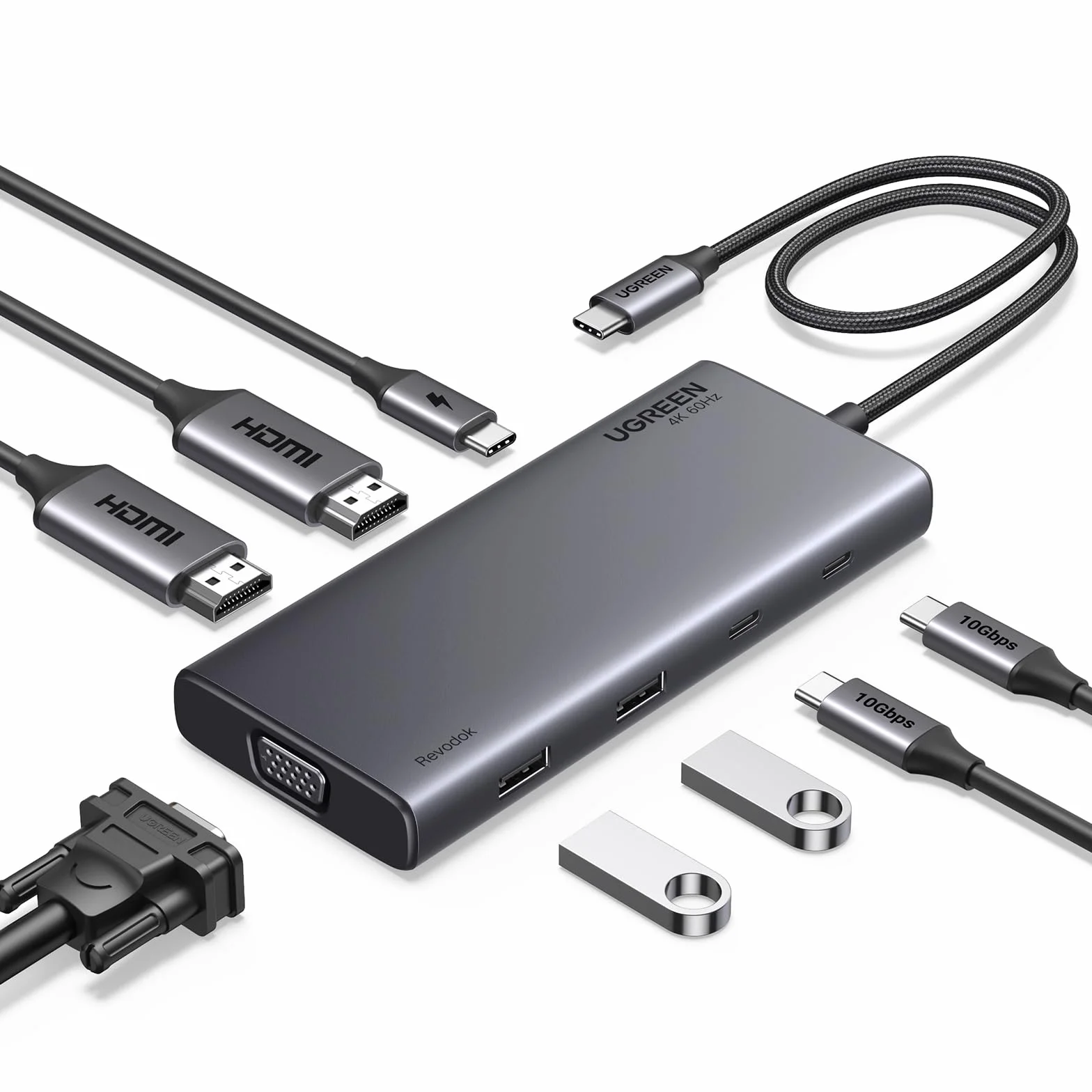 UGREEN Steam Deck Dock Stacja dokująca 9 w 1 4K@60Hz HDMI 10Gbps USB Ports Regulowany stojak Kompatybilny z Steam Deck OLED, ASUS ROG Ally, Lenovo Legion Go, MSI Claw, iPad Air/Pro, MacBook itp.