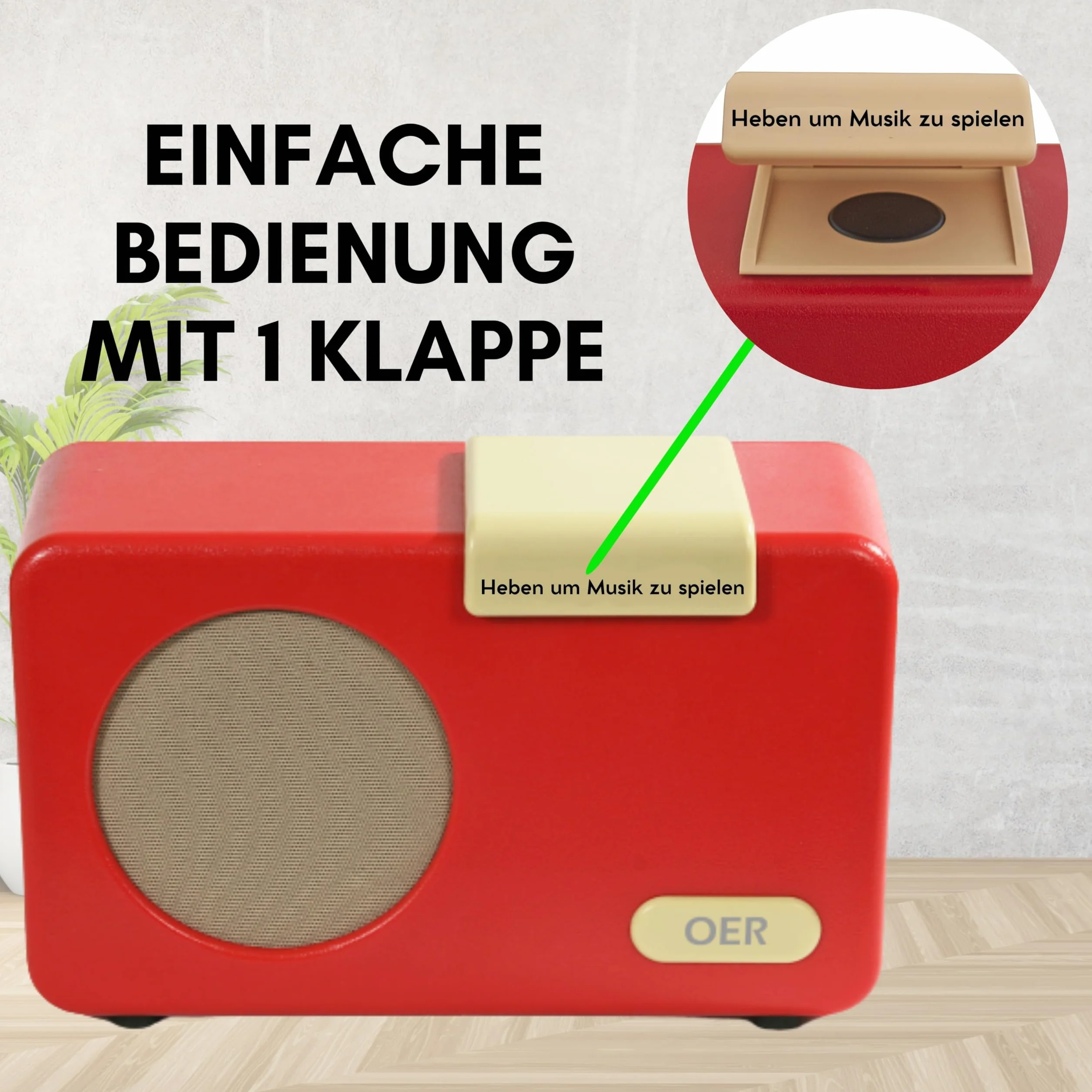 OER Odtwarzacz muzyczny dla osób z chorobą Alzheimera i demencją, radio z łatwą obsługą, prezent dla osób z demencją