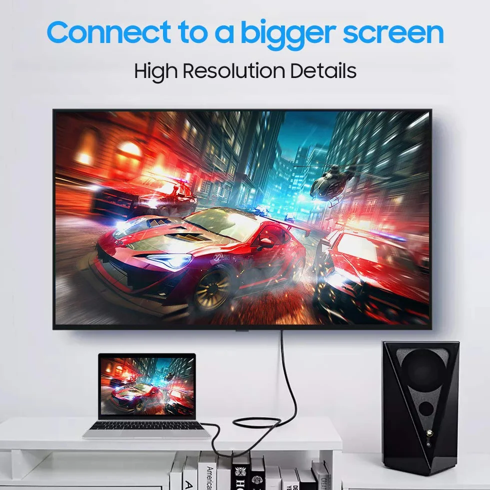 Cmple Płaski kabel HDMI – kabel HDMI o wysokiej prędkości z 4K, Ultra HD, 3D, 2160p, HDCP i zwrotnym dźwiękiem, kompatybilny z 3,5 m, czarny