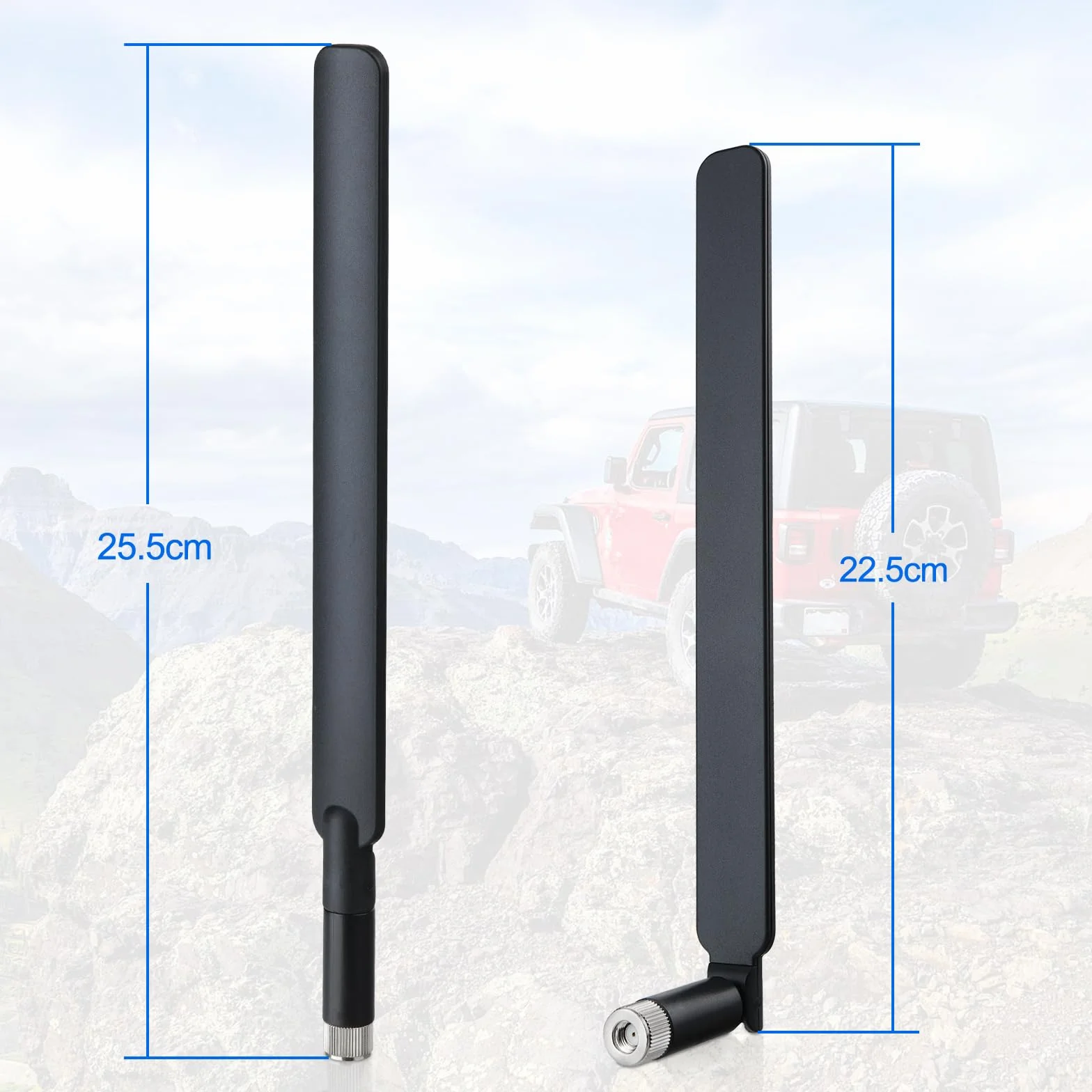 Superbat Dwuzakresowa antena Wi-Fi 2,4/5,8 GHz 8dBi MIMO | wtyczka RP-SMA | kompatybilna z routerem, mini PCI-Express PCIE karta sieciowa USB WiFi adapter monitoring kamer IP, dron FPV | 2-STK, czarna