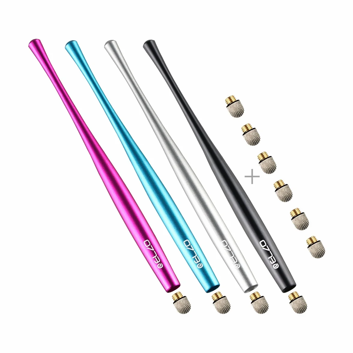 ELZO rysik uniwersalny dotykowy 4 sztuki do iPhone iPad Samsung Surface Huawei Chromebook czarny srebrny jasnoniebieski różowy