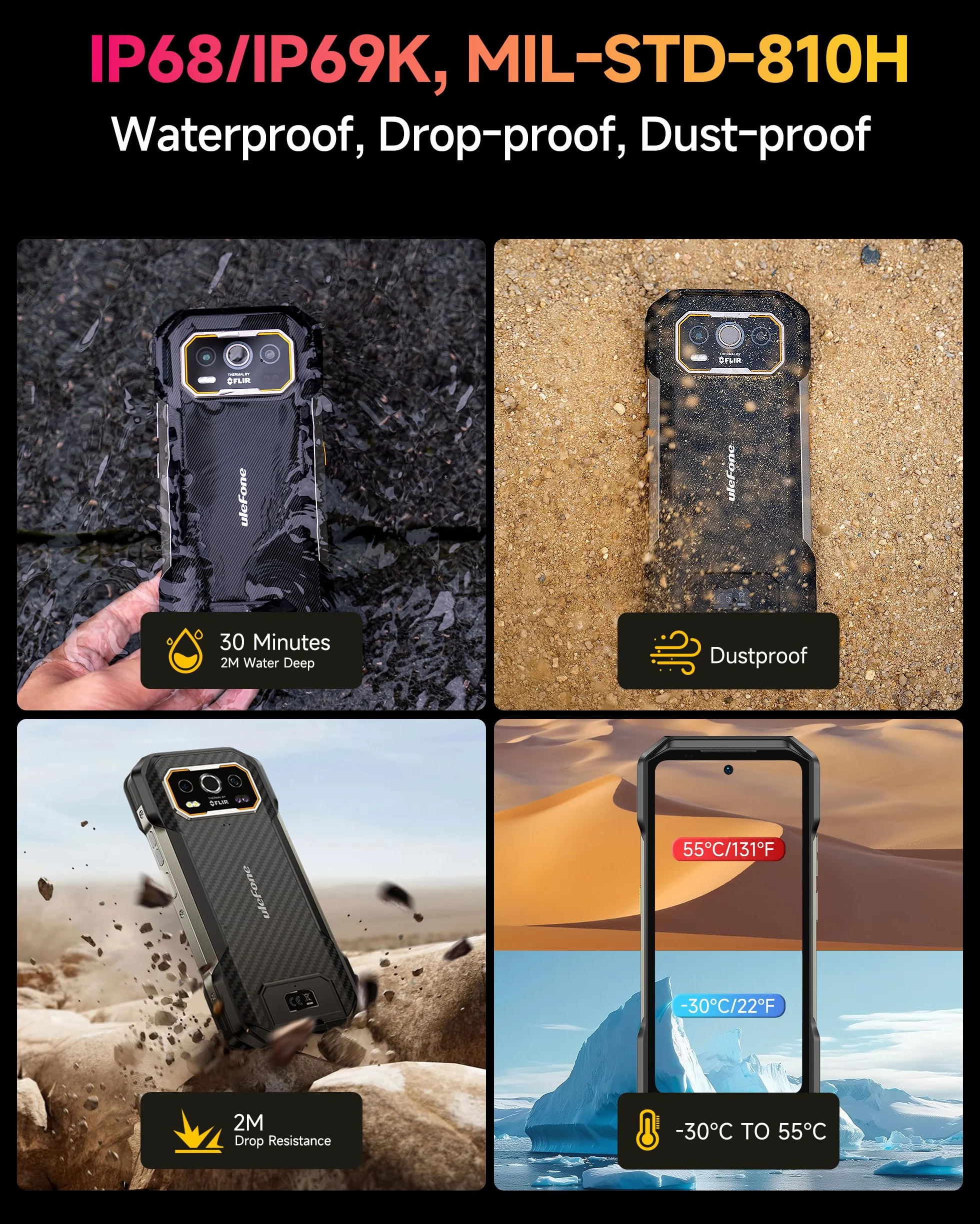 Ulefone Armor 27T Outdoor Smartphone 4G Android 14 Handy 24GB + 256 GB/SD-2TB