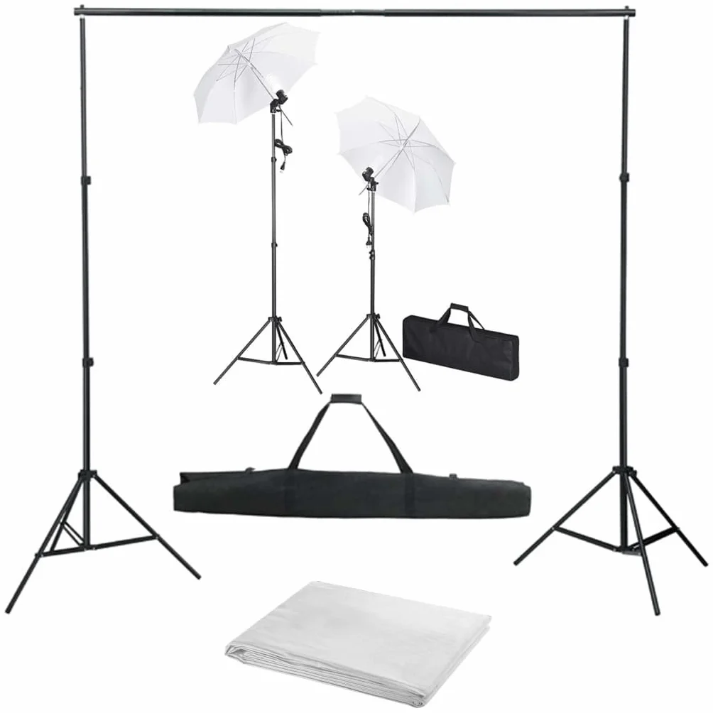 Zestaw do studia fotograficznego z tłem ze 100% bawełny, aluminiowe statywy 78-230 cm, lampy dzienne 5500 K, 2 parasole 84 cm, torba do noszenia, idealny do portretów i fotografii produktów