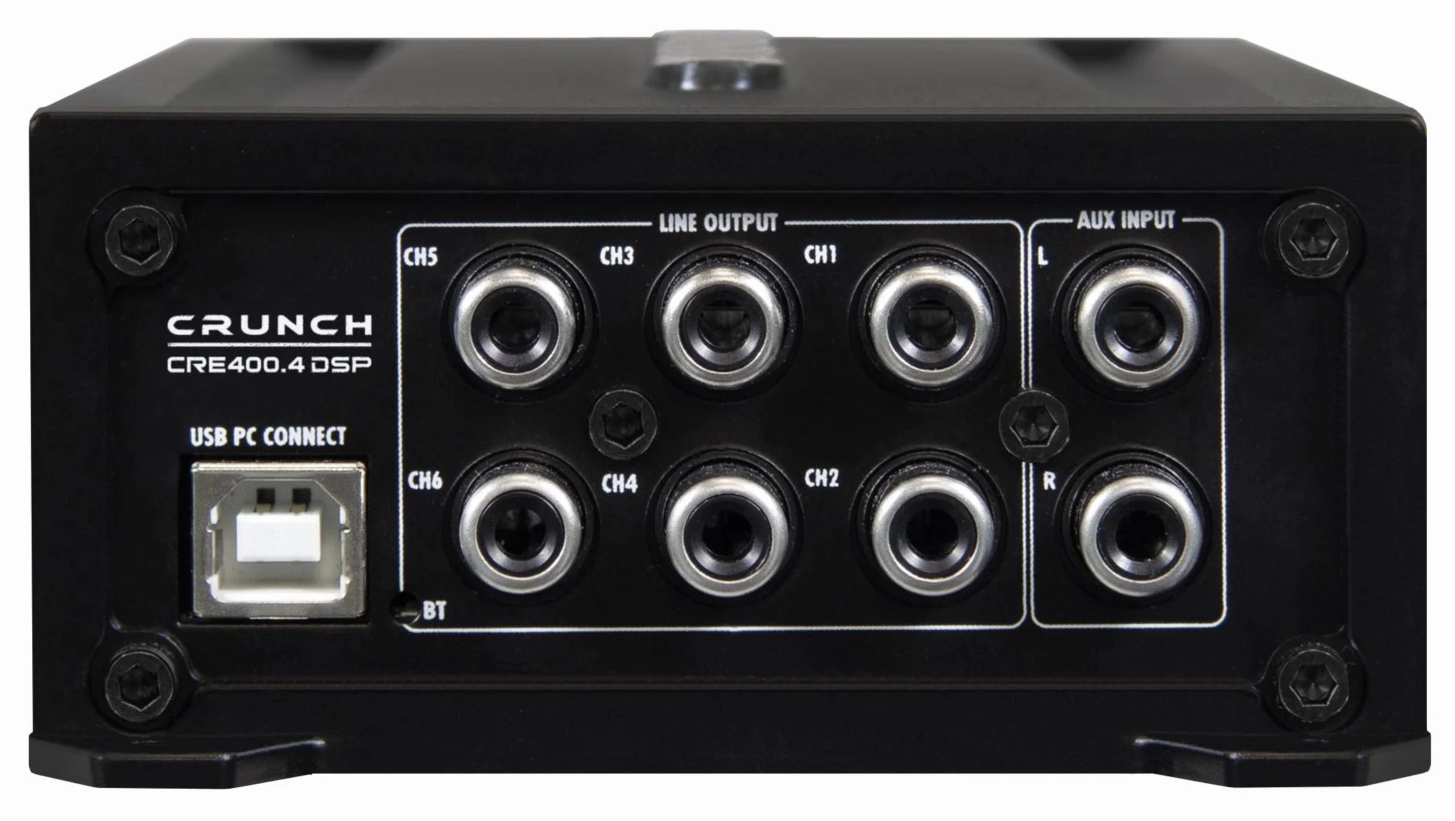CRUNCH CRE400.4DSP-ISO - 4-kanałowy wzmacniacz samochodowy CLASS A/B - 4 x 50W - z wbudowanym 6-kanałowym 32-bitowym DSP - zintegrowanym Bluetooth dla przesyłania audio i sterowaniem aplikacją |