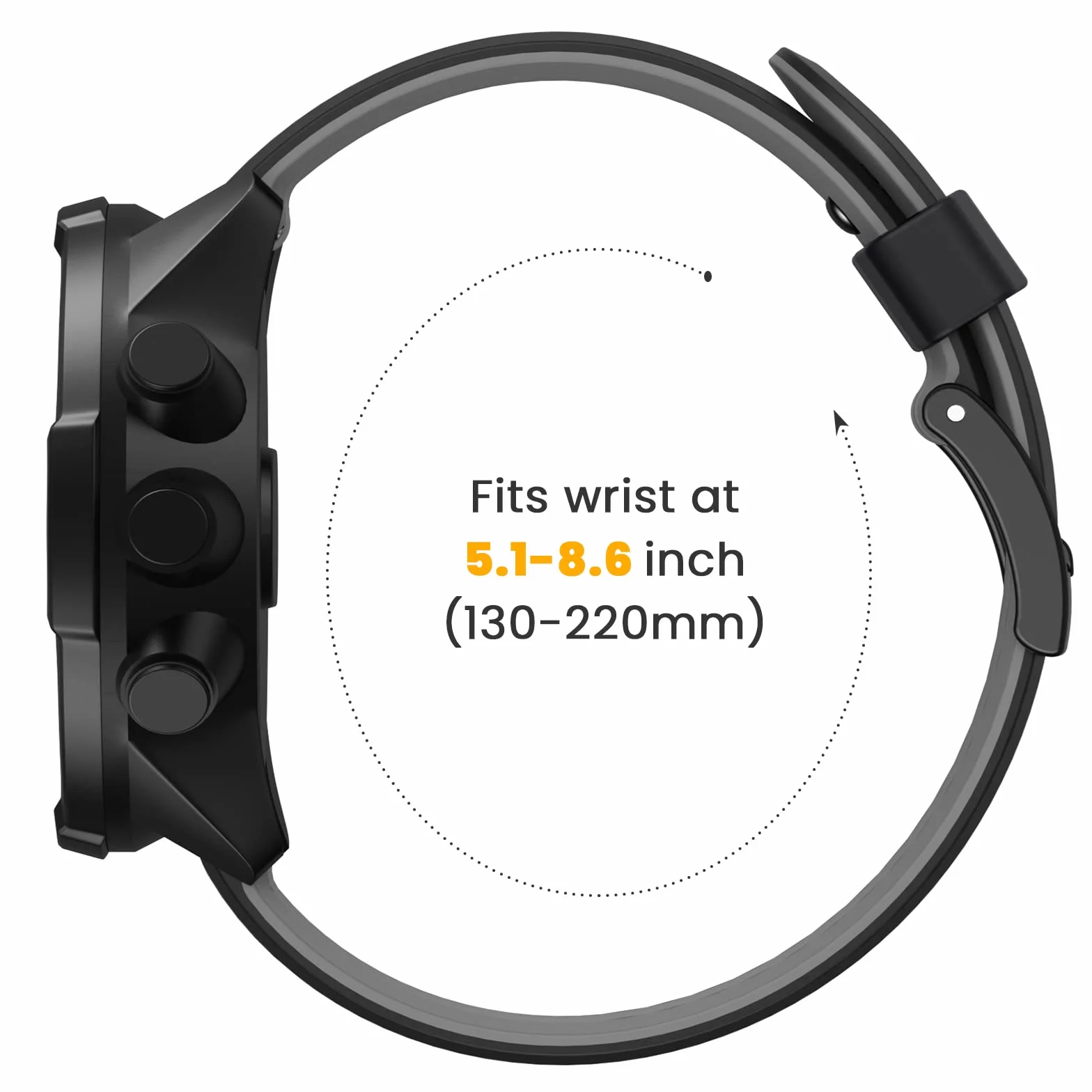 Bransoletka 24 mm, kompatybilna z Suunto 9 / Suunto 9 Baro, silikonowa, sportowa bransoletka zamienna do Suunto 7 / Suunto D5 / Spartan Sport Wrist HR z metalowym zatrzaskiem i pierścieniem