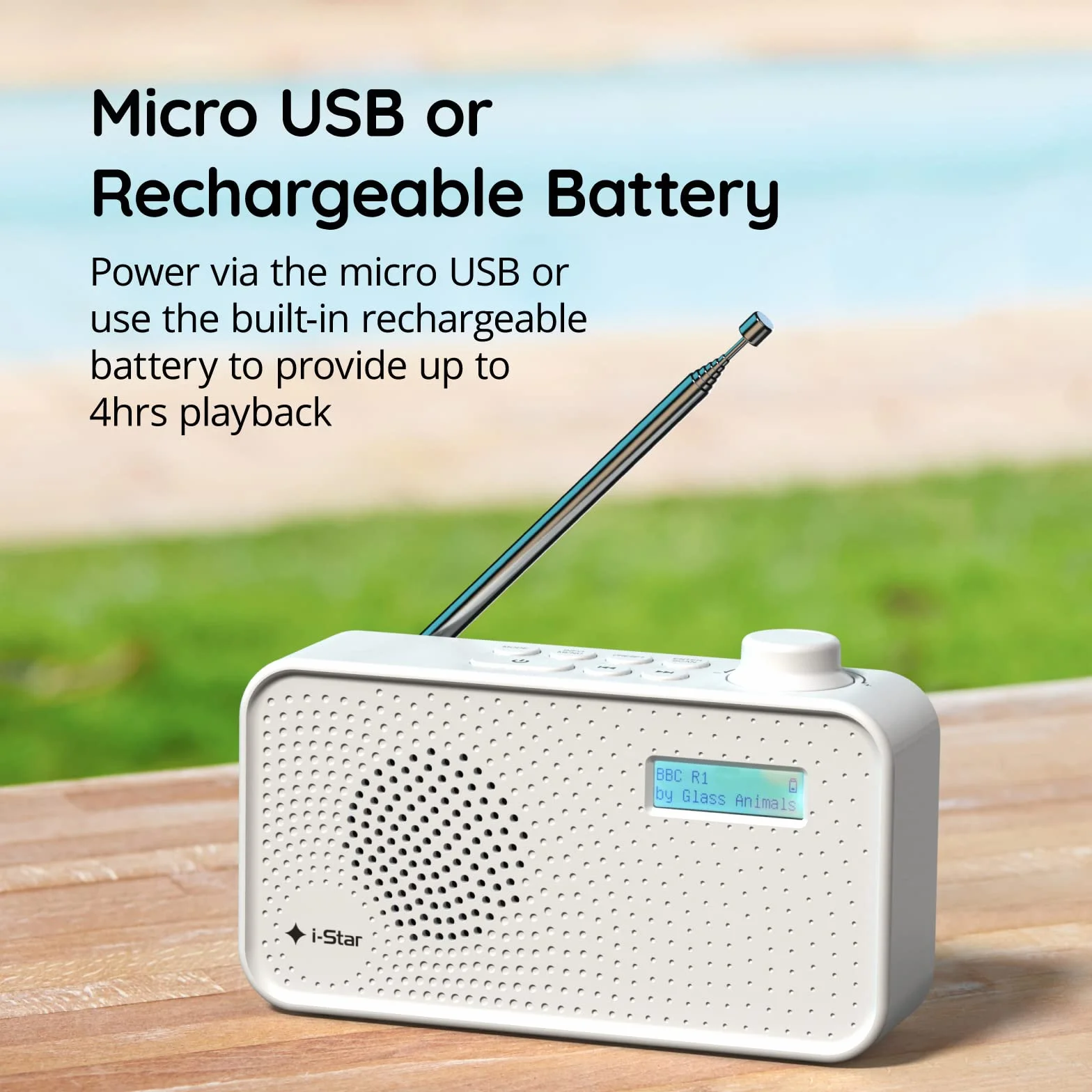 Radio DAB/DAB Digital+ & FM, przenośne zasilanie sieciowe i zasilane bateriami radioodtwarzacze DAB, radio cyfrowe z ładowaniem USB, białe