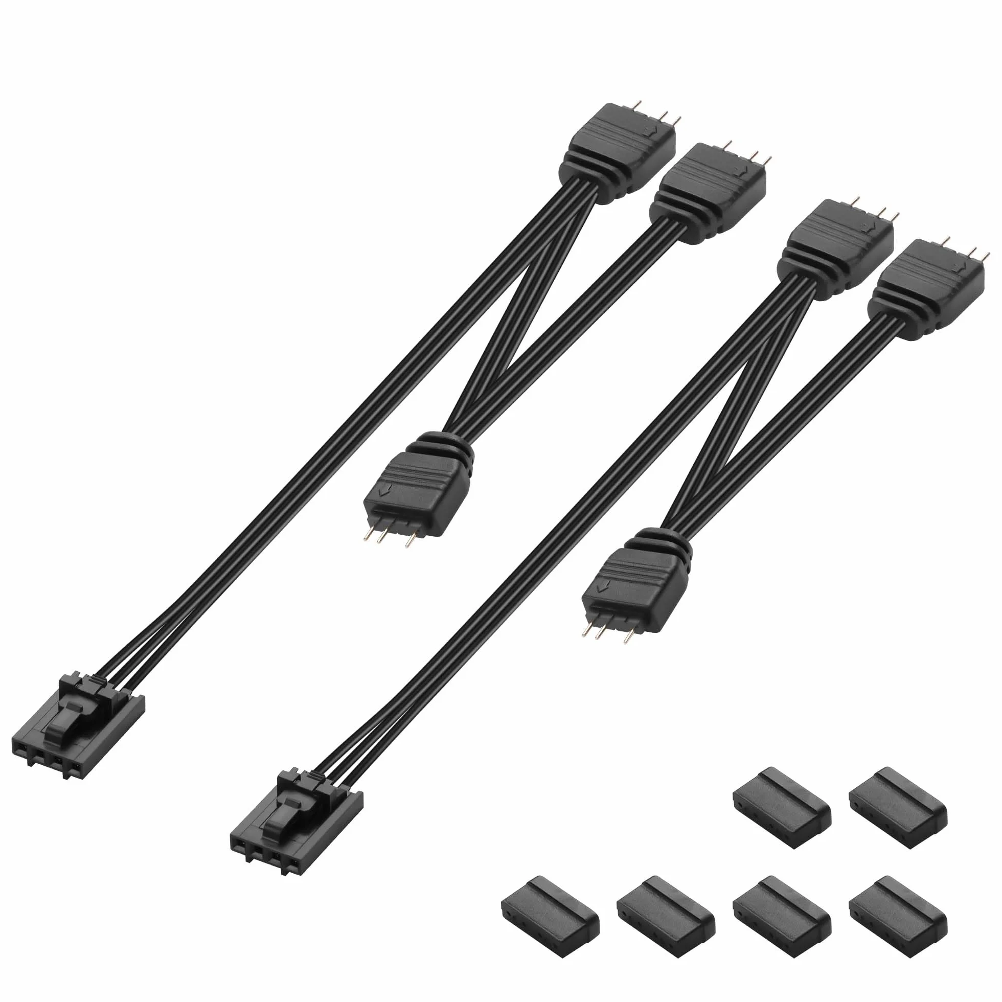 GINTOOYUN 2 x RGB Fan Splitter Cable 4-pinowy sterownik żeński do 3 5 V 3-pinowy konwerter RGB męski kabel 1 na 3 kable argb rozdzielacz do sterowania corext i inne (1 do 3)