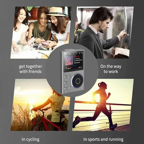 Odtwarzacz HiFi MP3 z Bluetooth, Bezstratny Cyfrowy Odtwarzacz Muzyki Audio DSD o Wysokiej Rozdzielczości, Przenośny Odtwarzacz Audio z kartą Pamięci 16 GB, Obsługa do 256 GB