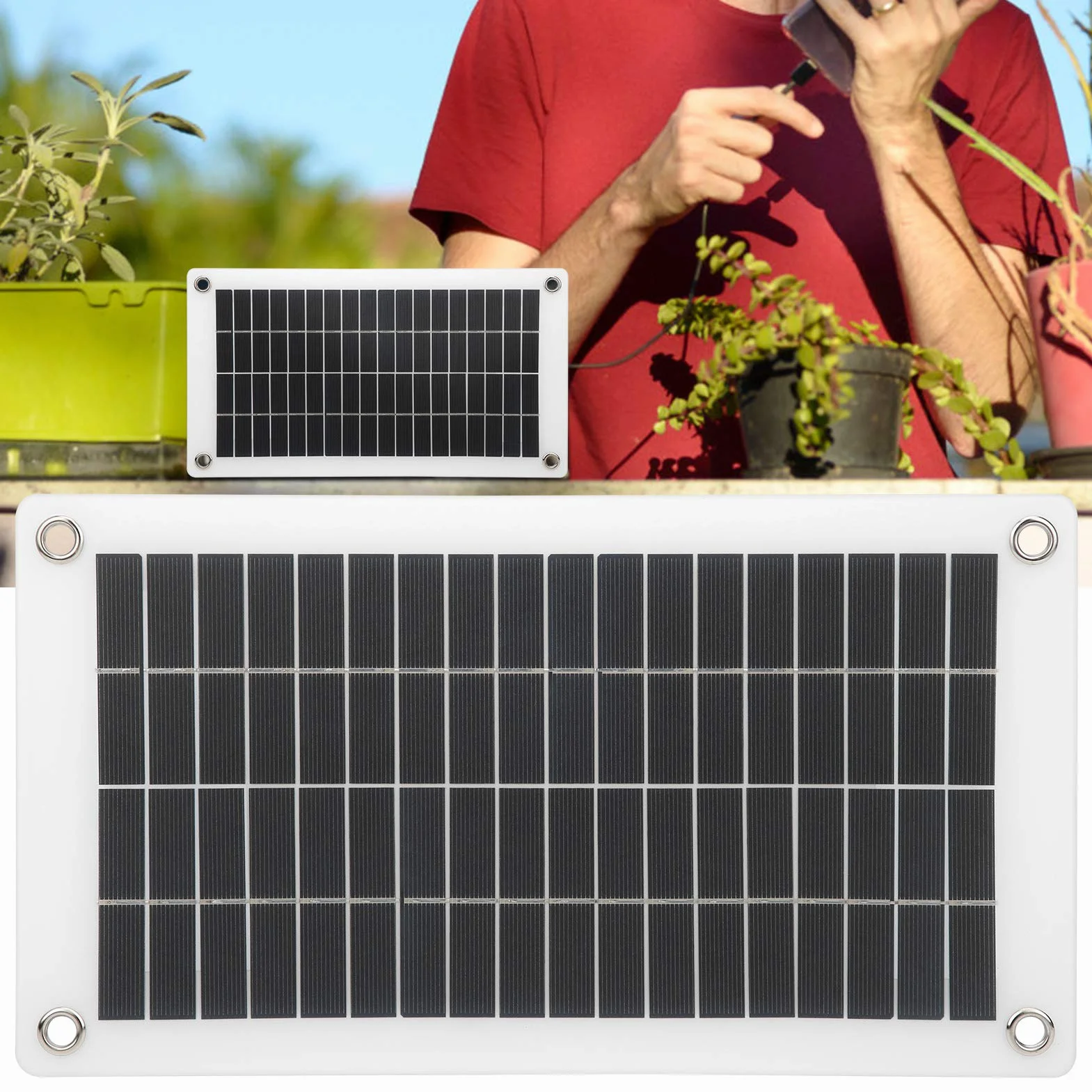 Moduł ogniw słonecznych 10 W 18 V Ładowarka do telefonu 12 V Półelastyczna Podwójne wyjście USB DC Lekka przenośna ładowarka do paneli słonecznych z polikrzemu