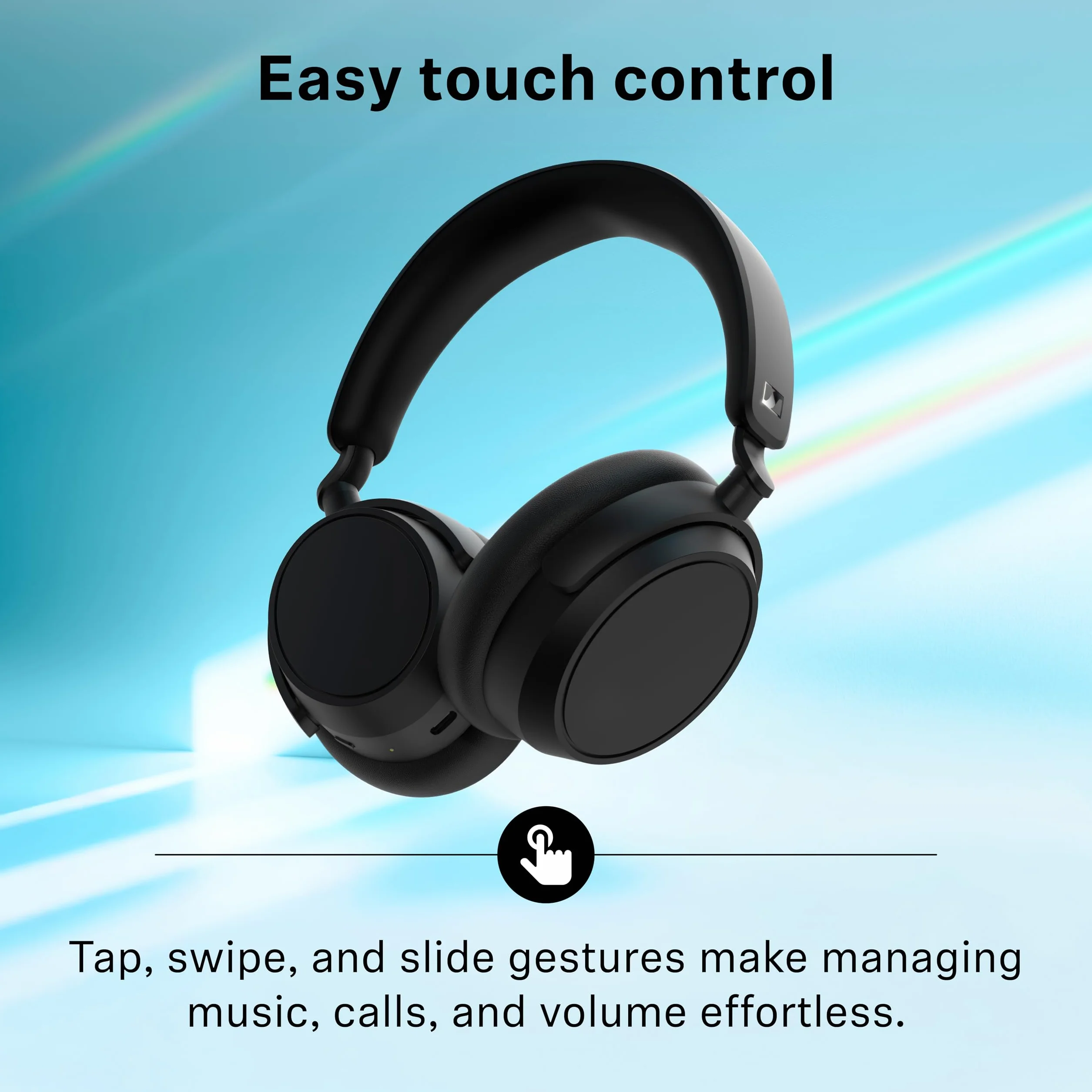 Sennheiser ACCENTUM Plus bezprzewodowe słuchawki Bluetooth – funkcja szybkiego ładowania, czas odtwarzania baterii 50 godzin, adaptacyjne hybrydowe ANC, personalizacja dźwięku, sterowanie dotykowe