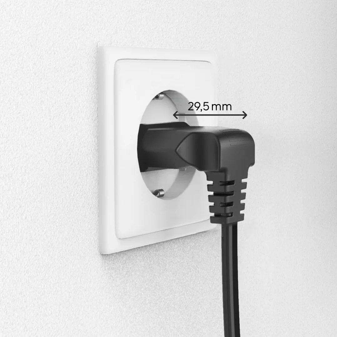 HAMA | Uniwersalny przewód zasilający (2-biegunowy kabel zasilający, wtyczka europejska z 2-stykowym złączem, kabel 1,5m, 230 V) Kolor Czarny.