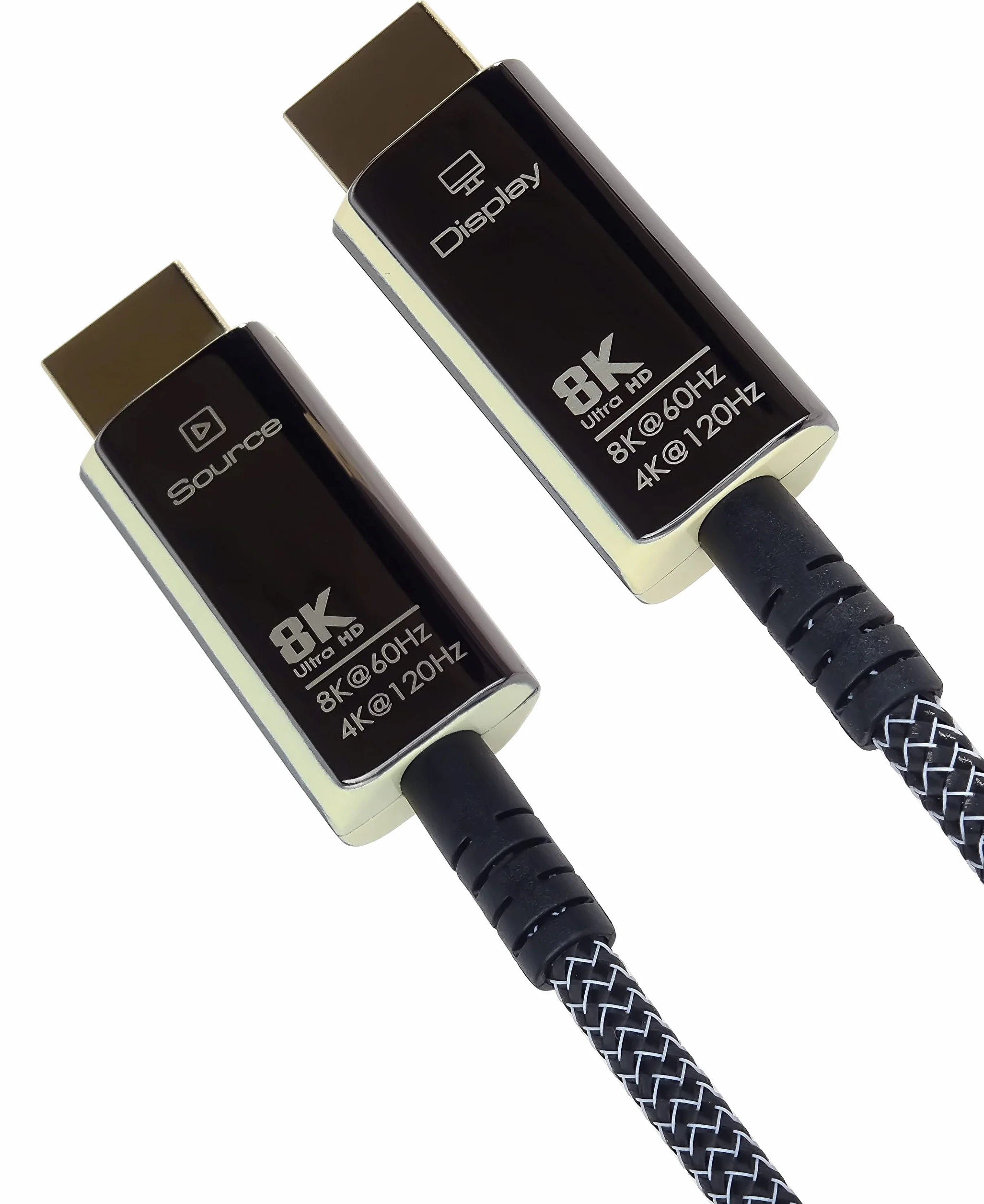 PREMIUMCORD 8K Aktywny Kabel Światłowodowy HDMI 2.1, Ultra High Speed 48 Gbit/s, 3D, EDID, ARC, HDR, Resolution 8K@60Hz 4320p, 4K@120Hz, Kompatybilny z PS5, Xbox X, PC, TV, Spłaty złota, Długość 10 m