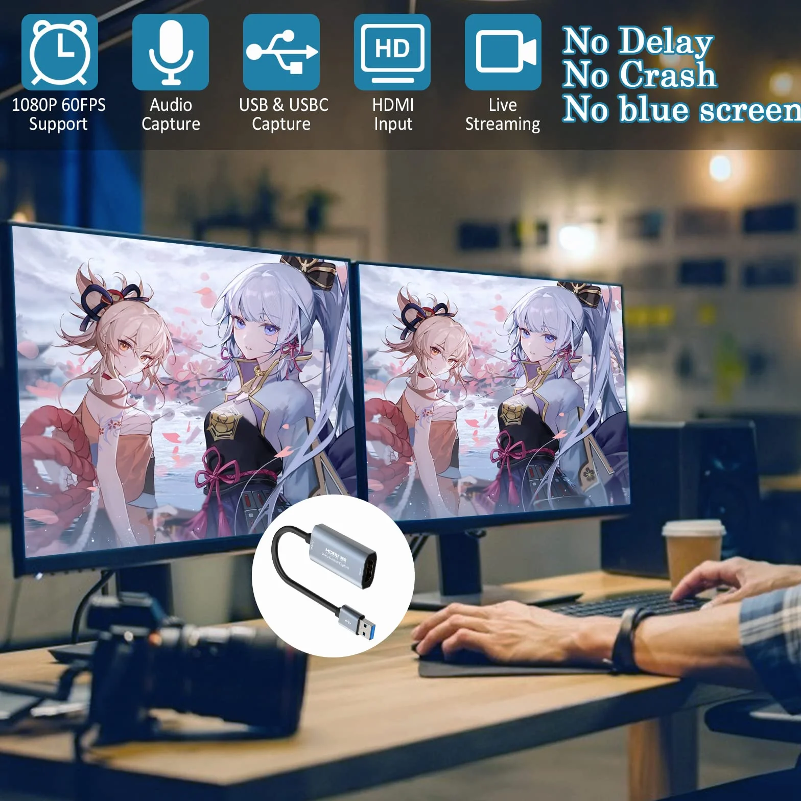 Karta przechwytywania wideo, karta 4K Cam Link karta przechwytywania HDMI na USB, pełne urządzenie do przechwytywania wideo 1080P do gier, przesyłania strumieniowego, kompatybilna z systemem Mac OS