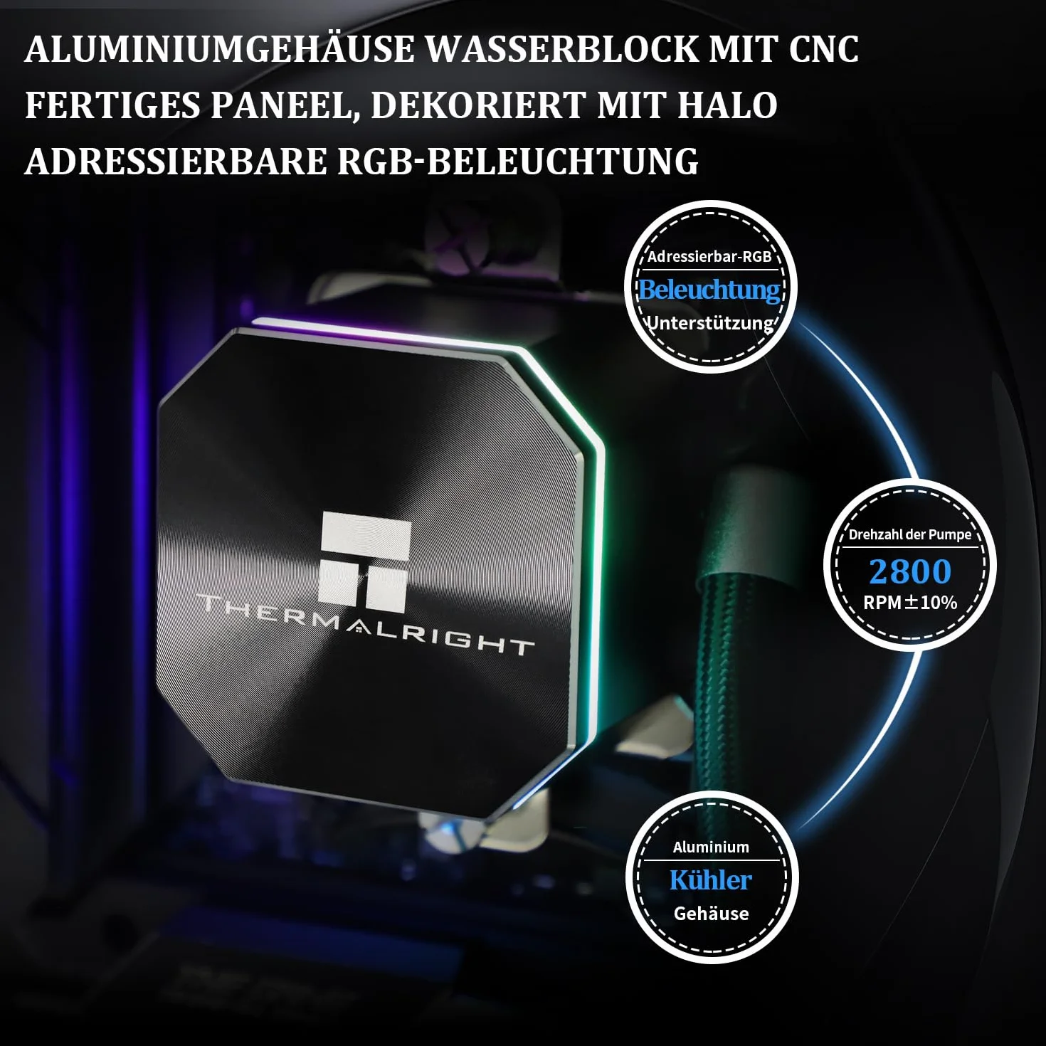 Thermalright Frozen Edge 360 Black, chłodzenie wodne CPU z wentylatorem PWM 120 mm, 360 mm AIO, zintegrowana chłodnica wodna dla AM4/AM5, Intel LGA1700/1851/1150/1151/1200