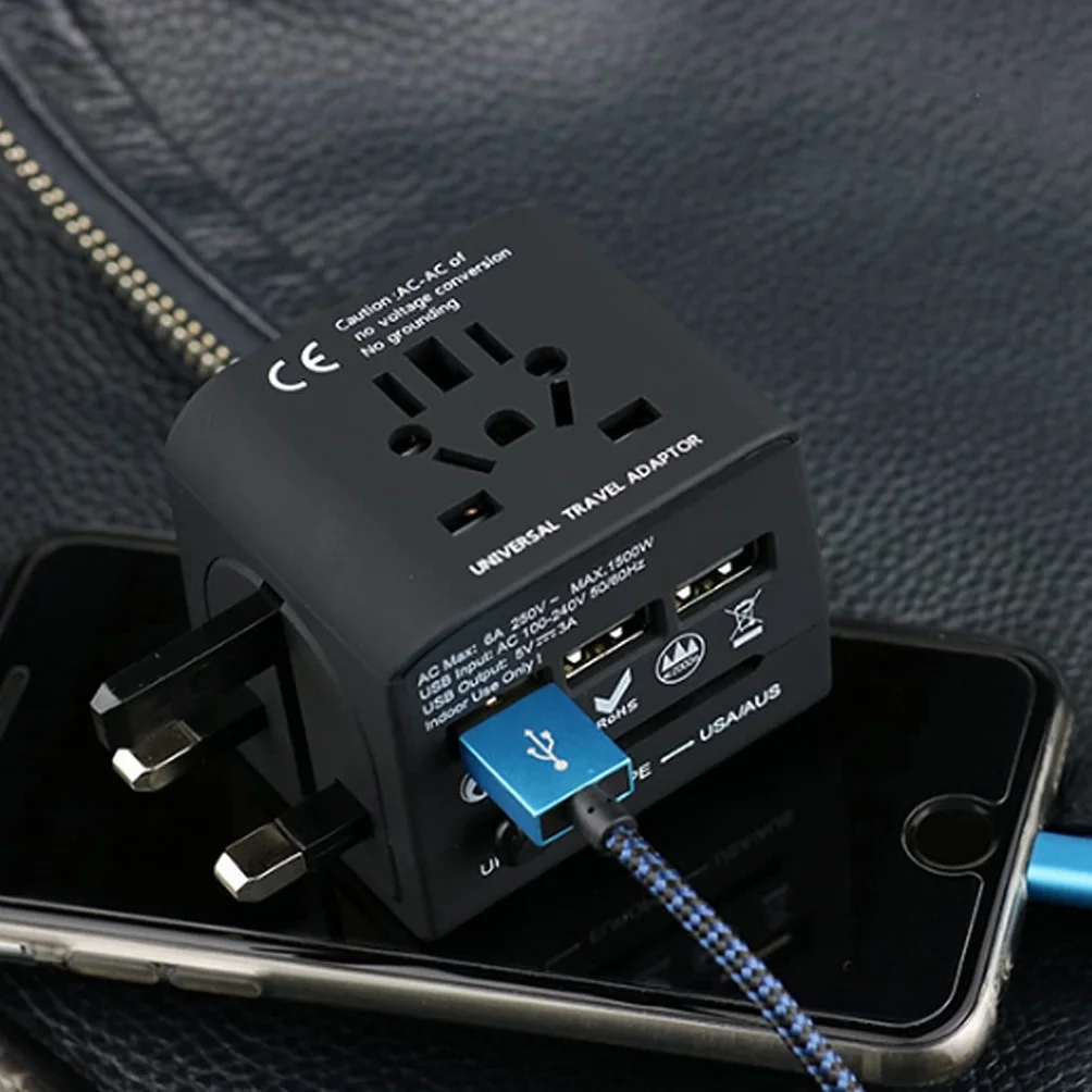 Gniazdo międzynarodowe przetwornice Uniwersalny na całym świecie adapter podróży, Gniazdo podróży Podróży na całym świecie, ładowarka zasilania AC. Adapter wtyczki z 3 Usb. Porty adapter wtyczki zasil