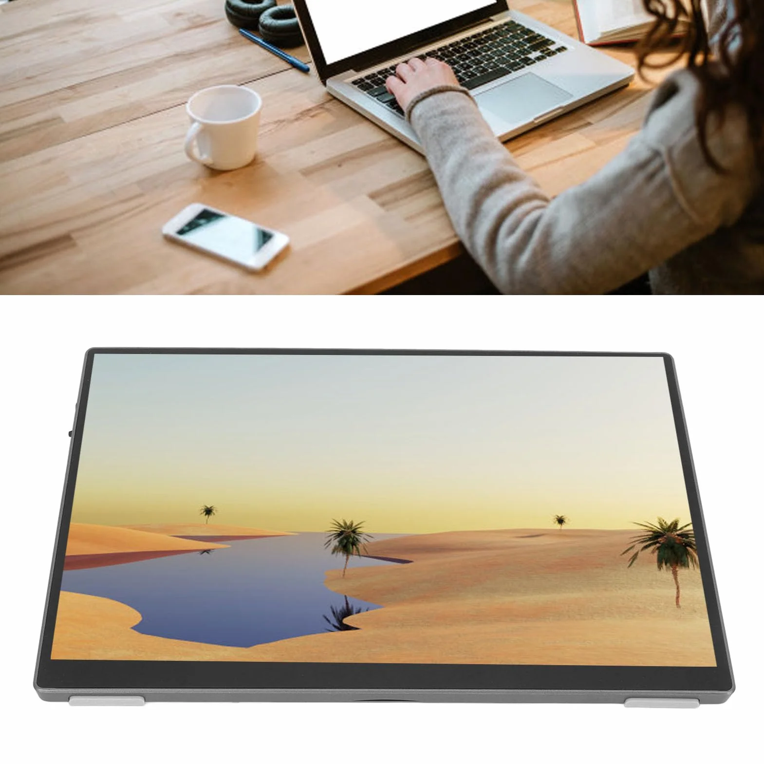 Przenośny Monitor, Mały Monitor z Ekranem Dotykowym 10,5 Cala i rozdzielczością 1920x1280 z Podwójnym Głośnikiem, Zewnętrzny Monitor do Gier do Laptopa Telefon Komputer do