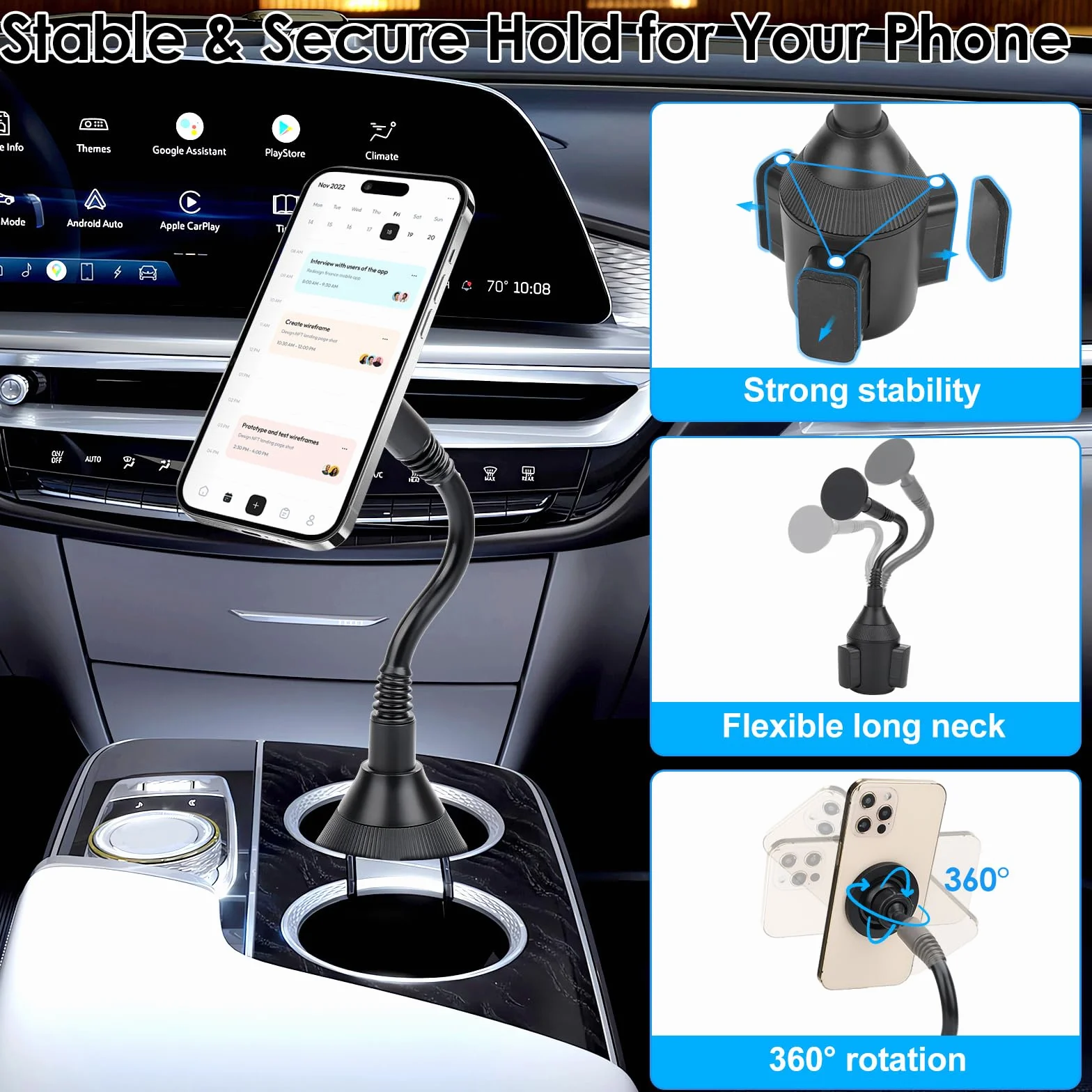 EEEKit Samochodowy uchwyt na telefon 2 w 1, magnetyczny kompatybilny z MagSafe do iPhone 17/16/15/14/13 Pro Max, Galaxy