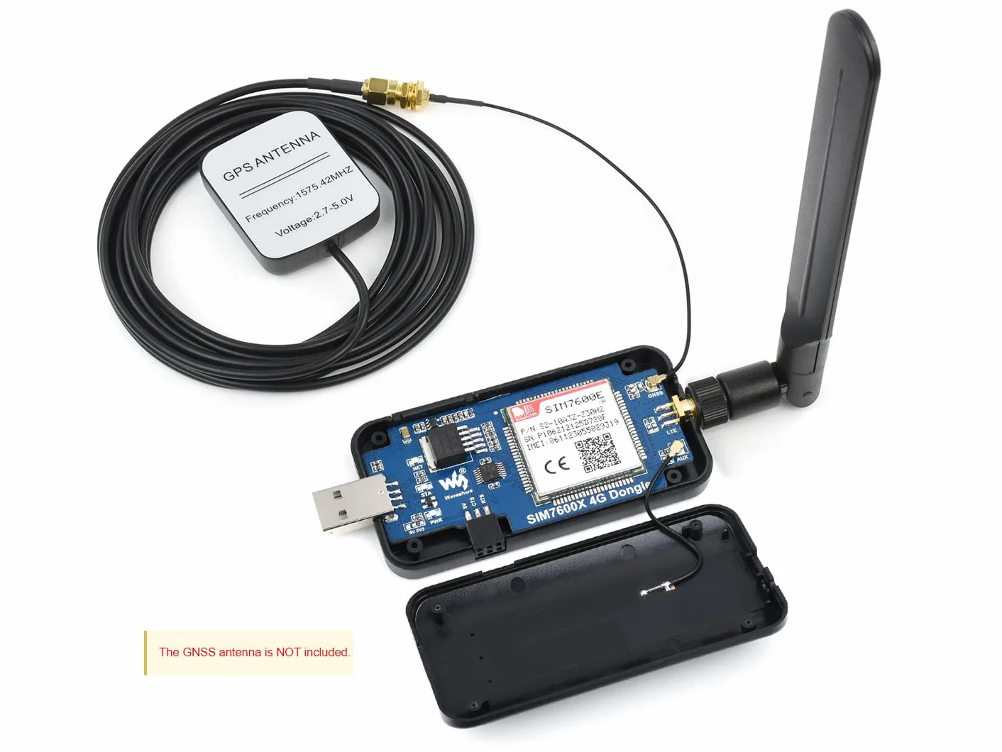 Waveshare SIM7600E-H 4G DONGLE With Antenna for Industrial Grade 4G Communication And GNSS Positioning Peripheral