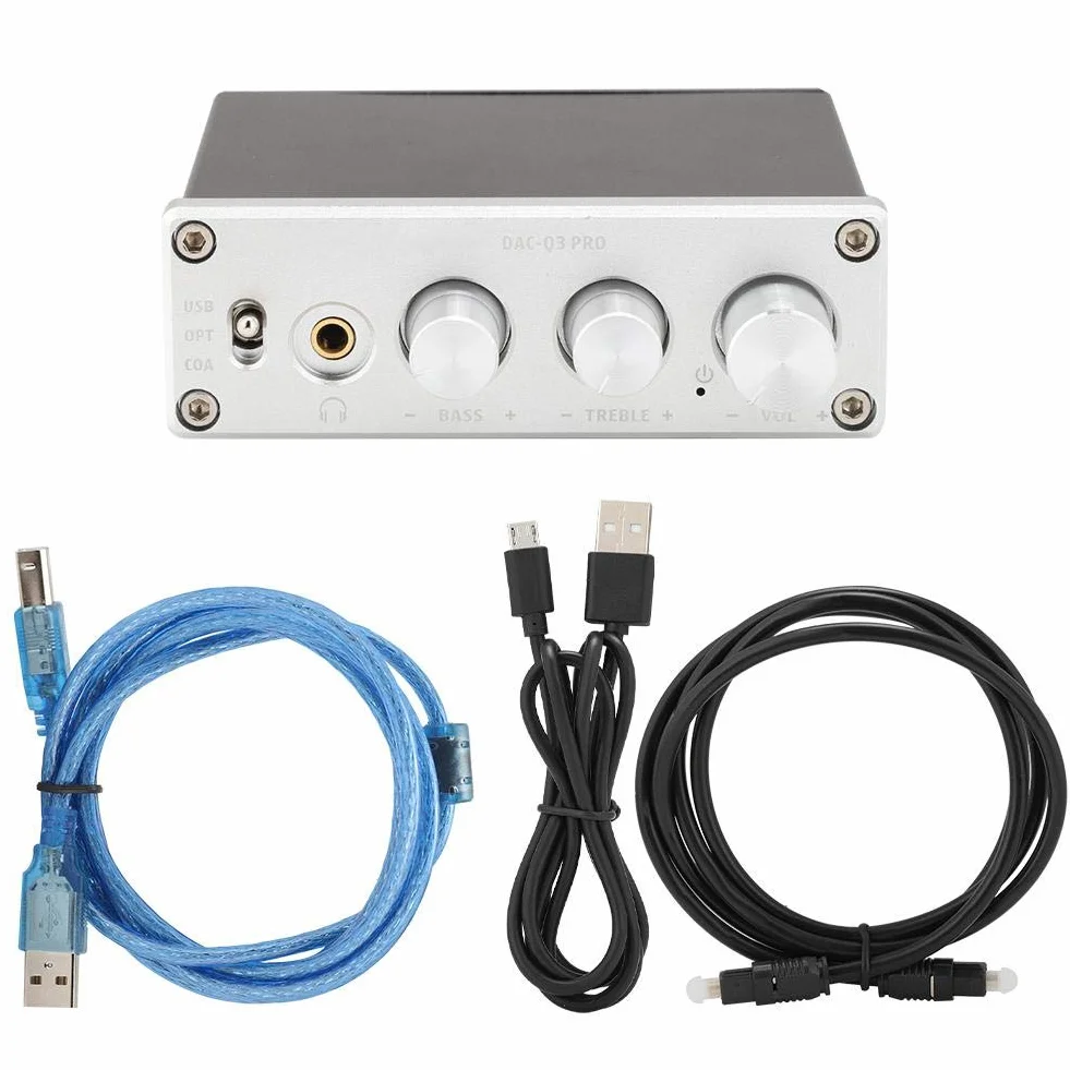 Włókno/Coax + PC-USB wejście DAC dekoder, ze wzmacniaczem słuchawek wsparcie dekodowania audio dla słuchawek 3,5 mm (srebrny)