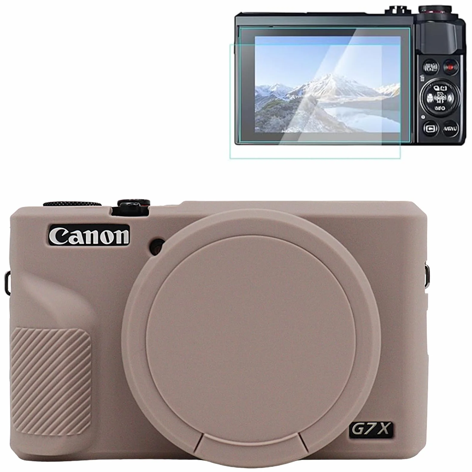 Rieibi Silikonowe etui do Canon G7X Mark III, akcesoria G7X Mark III z 2 osłonami ekranu, zdejmowana osłona obiektywu do obudowy Canon G7X Mark III