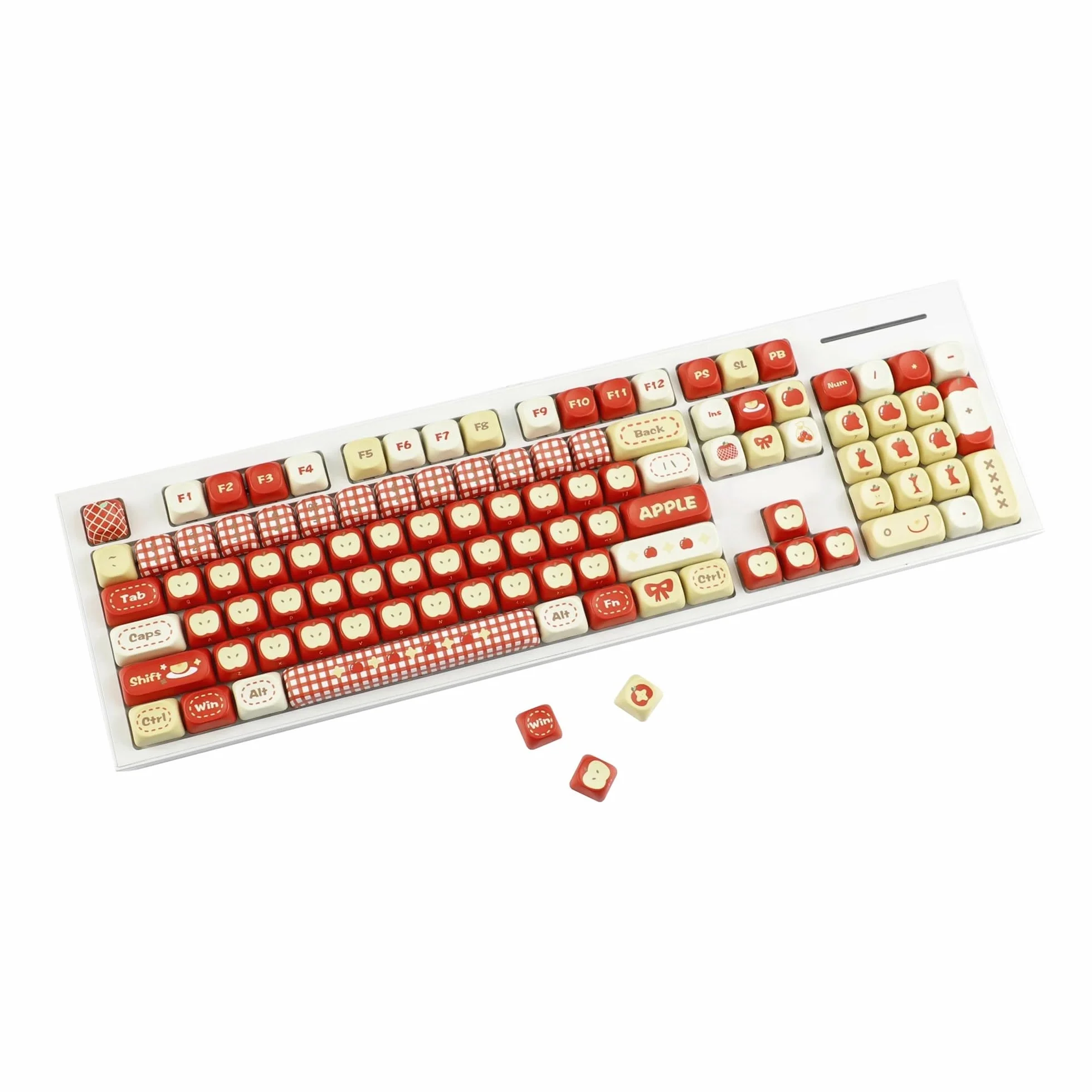 Red Green Apple MOA PBT Dye Sub Keycaps for 61/68/75/87/98/104/108 MX Keyboard, Soft Lightweight(97 Keys Green)