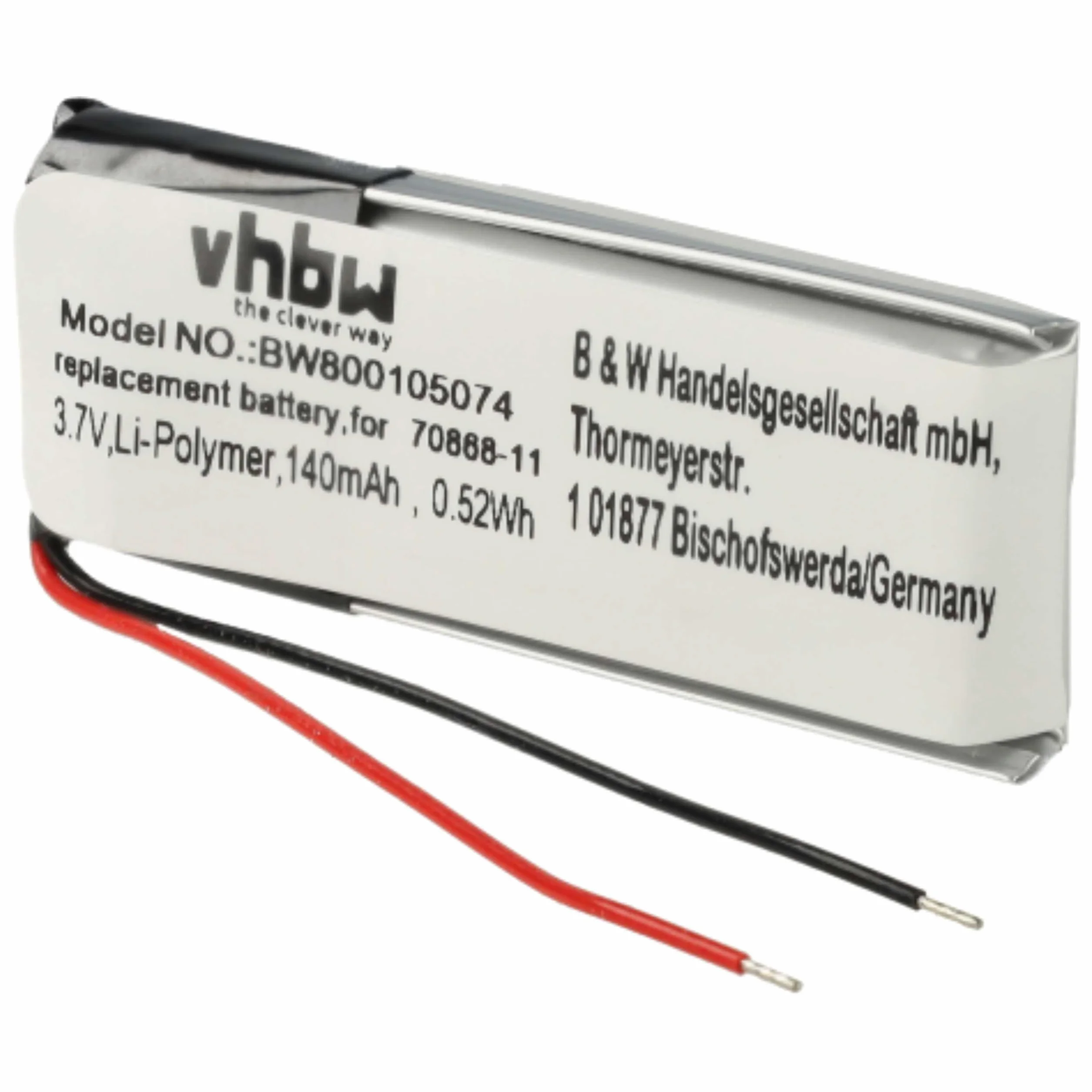 vhbw 2 x akumulator zamienny do Jabra AHB371030PA, 73366-01, 70868-1 do bezprzewodowych słuchawek (140 mAh, 3,7 V, litowo-polimerowy)