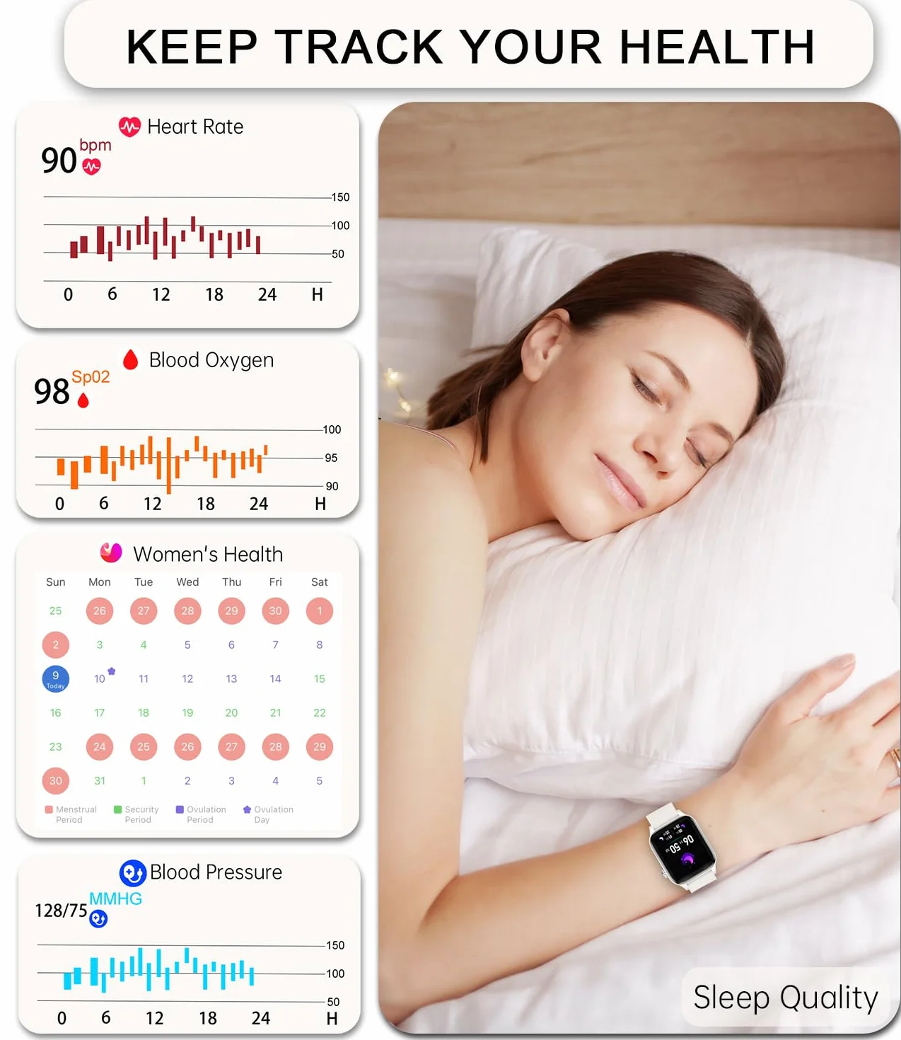 Damski smartwatch z powiadomieniami o połączeniach, zegarek fitness 1,85" krokomierz dla Androida ios asystent głosowy inteligentny zegarek damski z czujnikiem tętna SpO2, 20 trybów sportowych