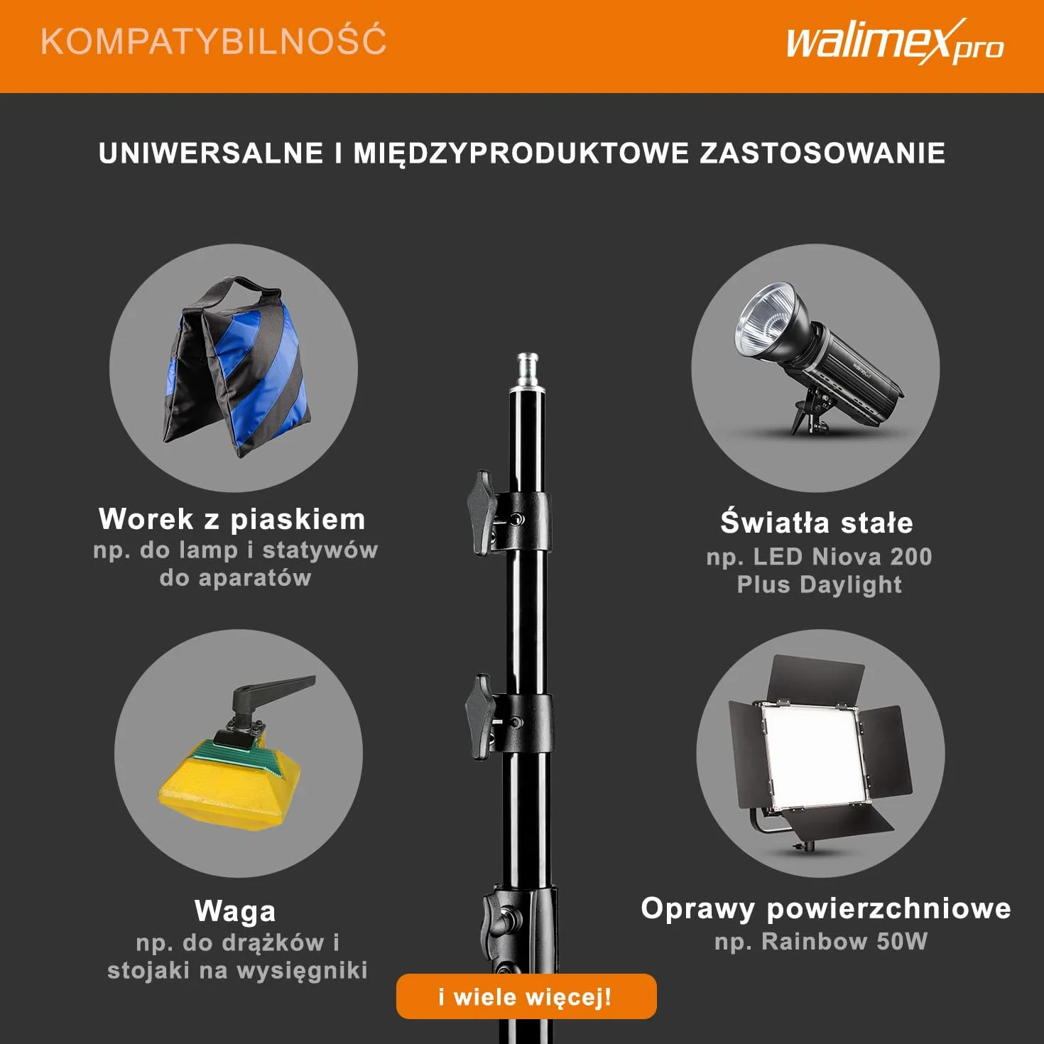 Walimex pro WT-420 stojak na lampę 420 cm - statyw świetlny z tłumieniem sprężynowym, wysokość maks. 420 cm, nośność 7,5 kg, rurki 40 mm, aluminiowy stojak świetlny do studia fotograficznego na zewnątrz