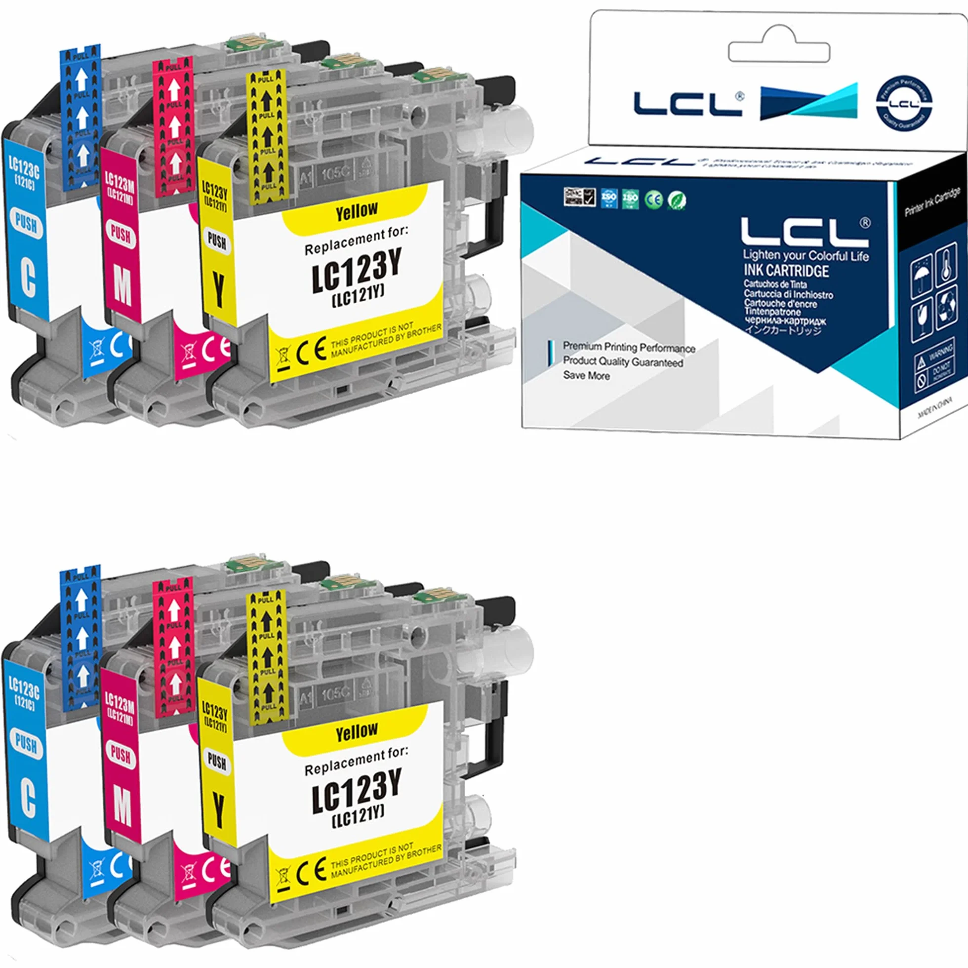 LCL kompatybilny wkład atramentowy LC121 LC123 LC123C LC123M LC123Y (2Cyan 2Magenta 2Yellow) zamiennik dla Brother MFC-J4410DW J4510DW J4610DW J4710DW J470DW J6920DW J870DW J245 J650DW J6720DW J6720DW J6720DW J65DW J6720DW J650DW J6720DW J650DW J650DW J65