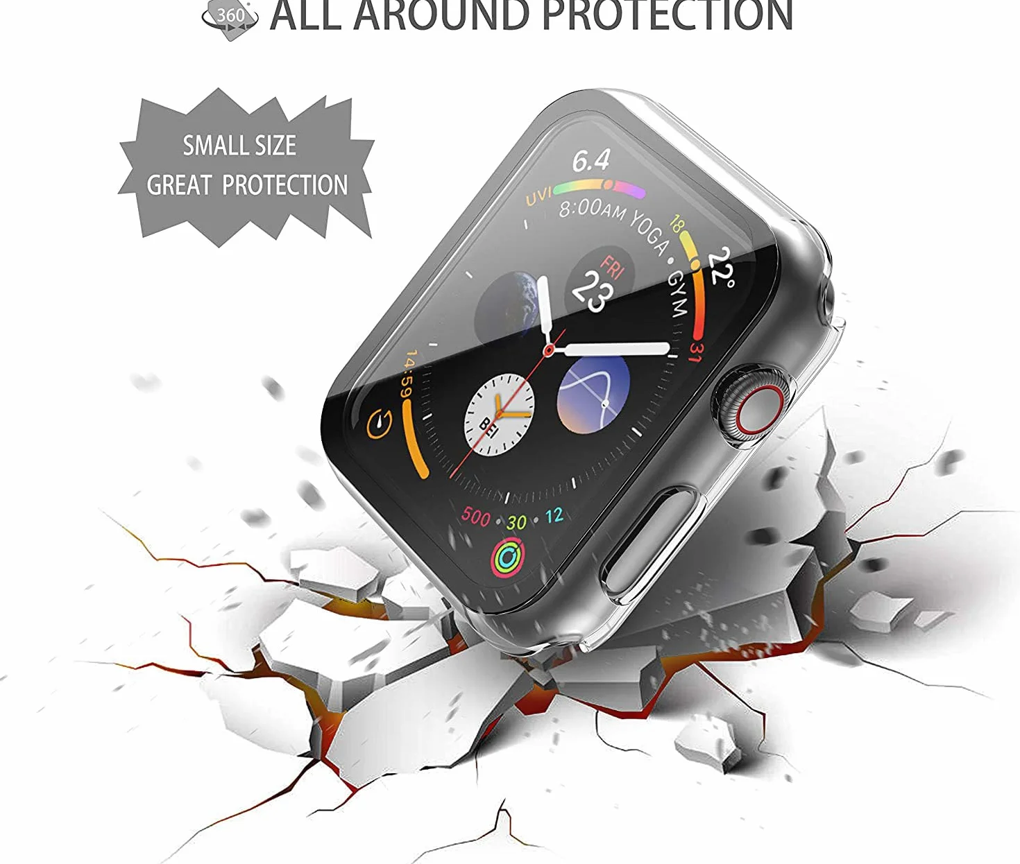 Misxi Twarde etui z poliwęglanu z osłoną ekranu ze szkła hartowanego, kompatybilne z Apple Watch SE 2 (2024) SE Series 6 Series 5 Series 4 44 mm, odporne na zarysowania ogólne etui ochronne do iWatch,