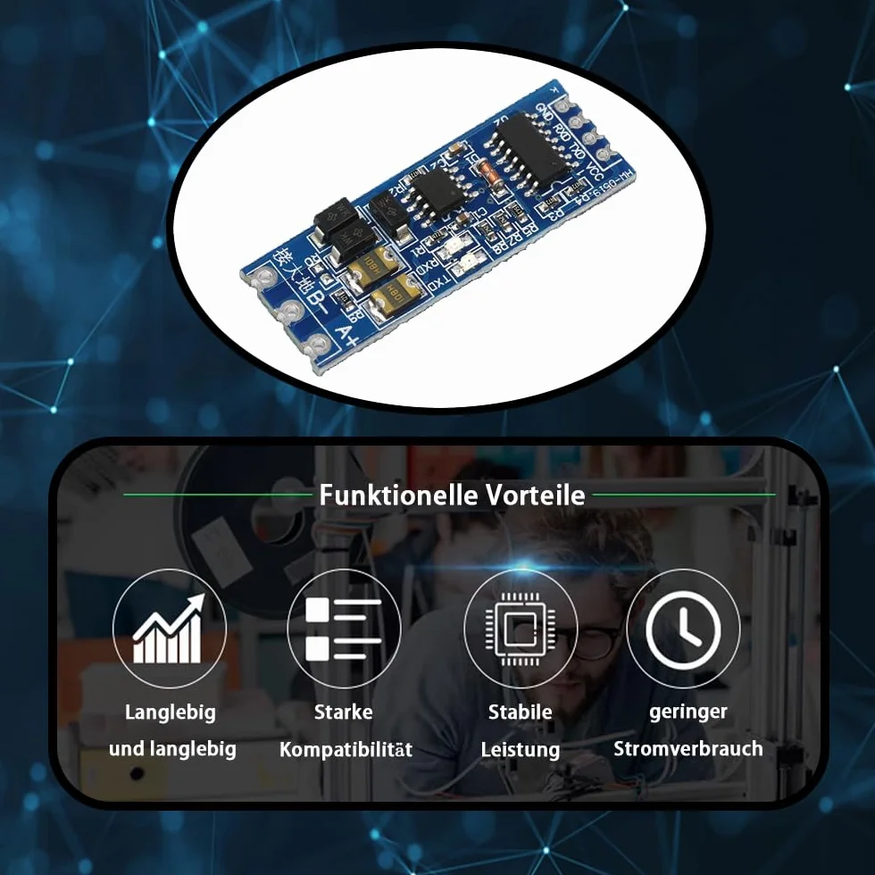 GERUI 8-częściowy moduł TTL do RS485 konwerter poziomu 3,3 V/5 V UART port szeregowy
