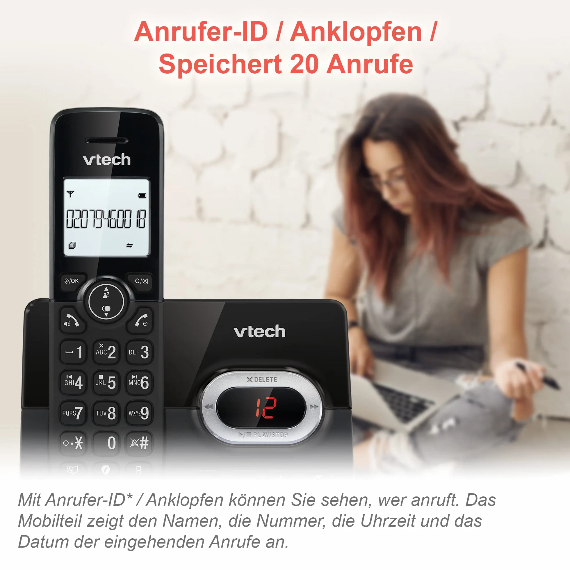 Telefon bezprzewodowy z automatyczną sekretarką i dwiema słuchawkami