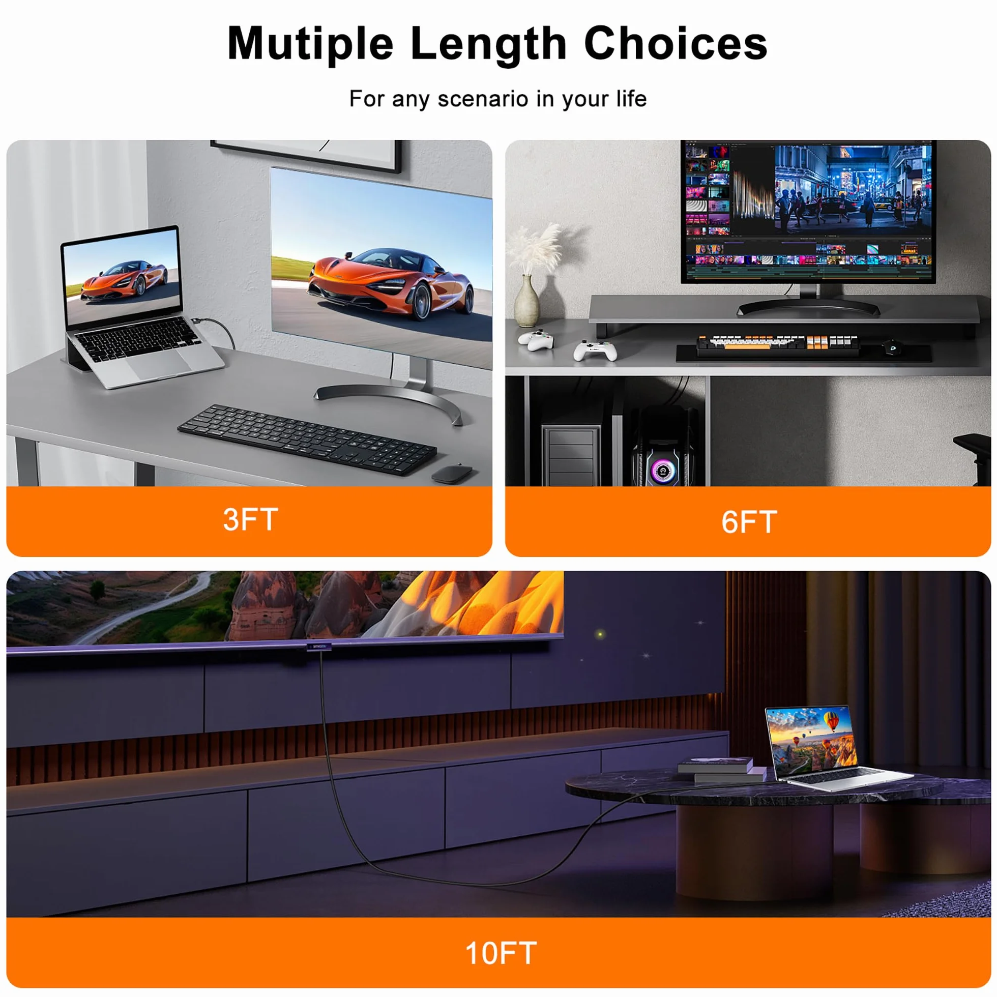 Pozłacany kabel 4K DisplayPort na HDMI, 3 sztuki, 4K przy 30 Hz, 2K przy 60 Hz, 1080P Full HD, jednokierunkowy kabel DP 1.2 do HDMI 1.4, kompatybilny z NVIDIA, AMD, HP, monitorem, komputerem