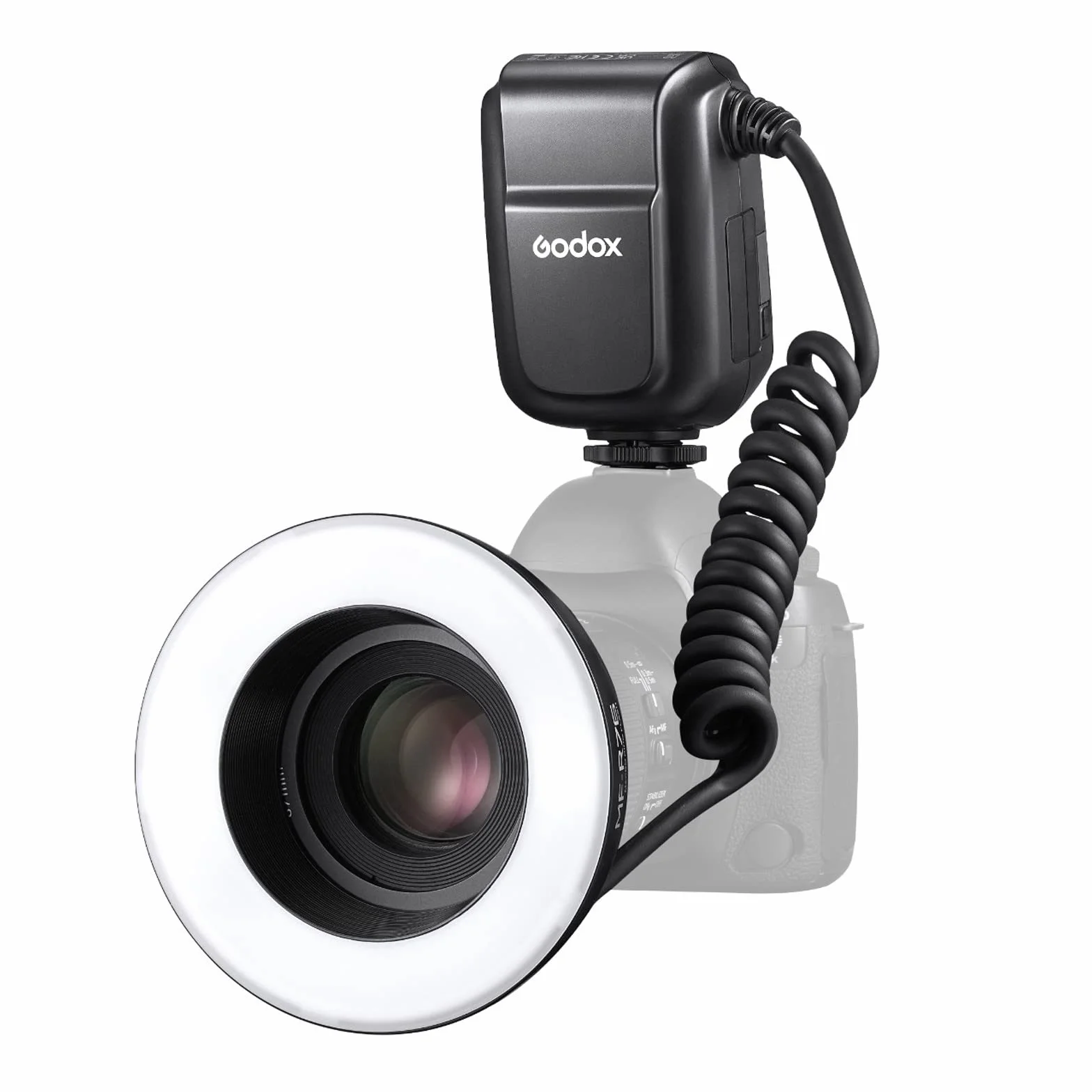 Godox MF-R76 lampa błyskowa makro, regulacja mocy od 1/128 do 1/1, akumulator litowy wielokrotnego ładowania, 10 poziomów mocy, kompatybilny z aparatami Canon, Nikon, Sony i innymi lustrzankami