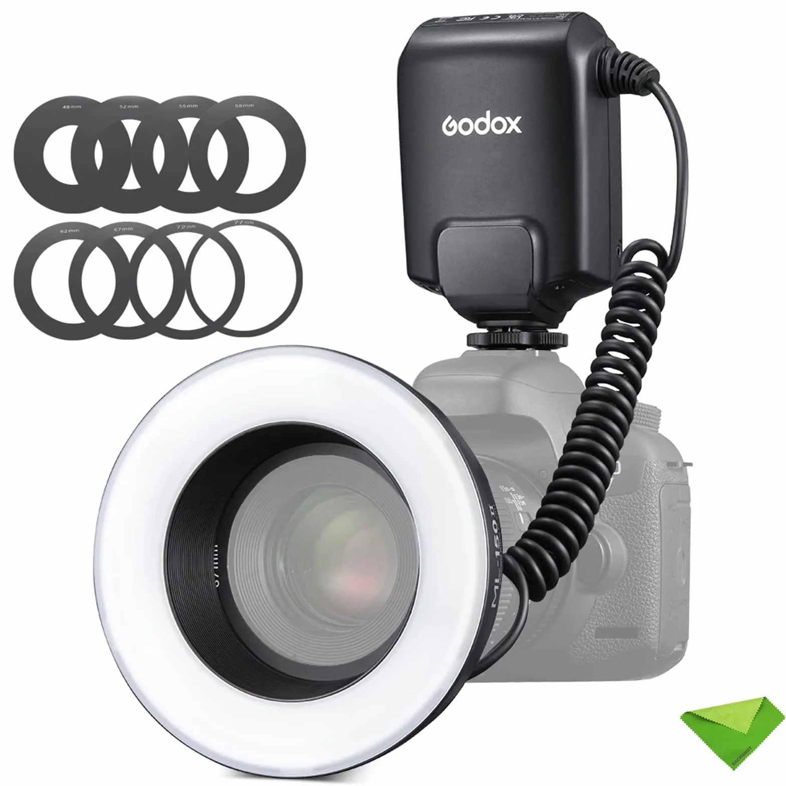 Godox ML-150II ML150II Makro LED Ring Flash Speedlite GN12 0.1-2s Czas recyklingu 5800K ± 200K dla Sony Canon Nikon Fuji Olympus Panasonic DSLR Kamery do produkcji wideo, fotografii zwierząt i roślin